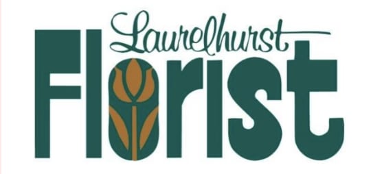 Logo reading "Laurelhurst Florist" in teal and orange