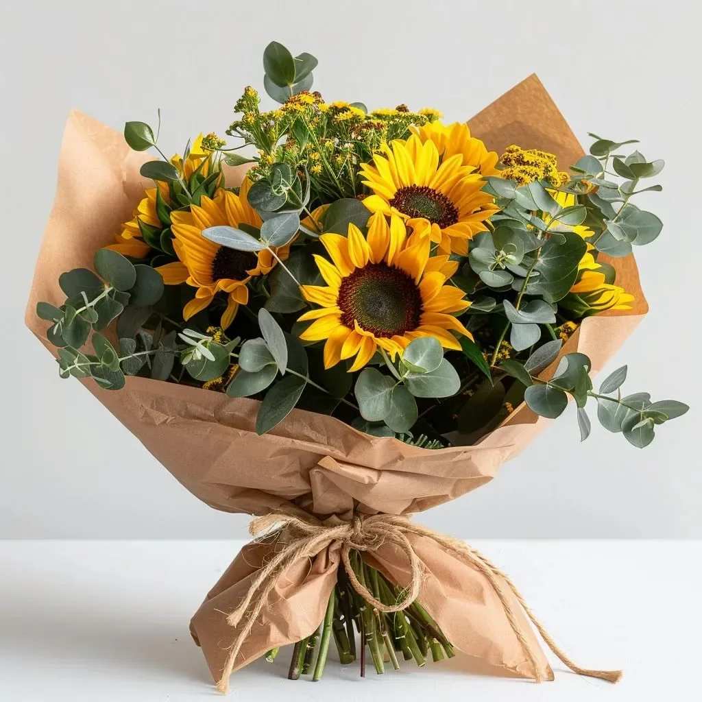 WRAPPED SUNFLOWERS FIELDS - Spread love with this stunning sunflower wrapped bouquet.