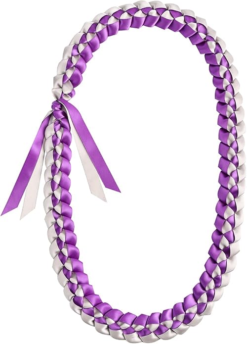 Lehi High Scool Lei - Celebrate the graduate in your life with this keepsake graduation ribbon lei. This braided lei is handcrafted with BYU blue and white high quality ribbon. The folding length is 24 inches, and the total length is 48 inches, which is suitable for most Graduates. The ribbon has a certain elasticity and can be stretched and adjusted.