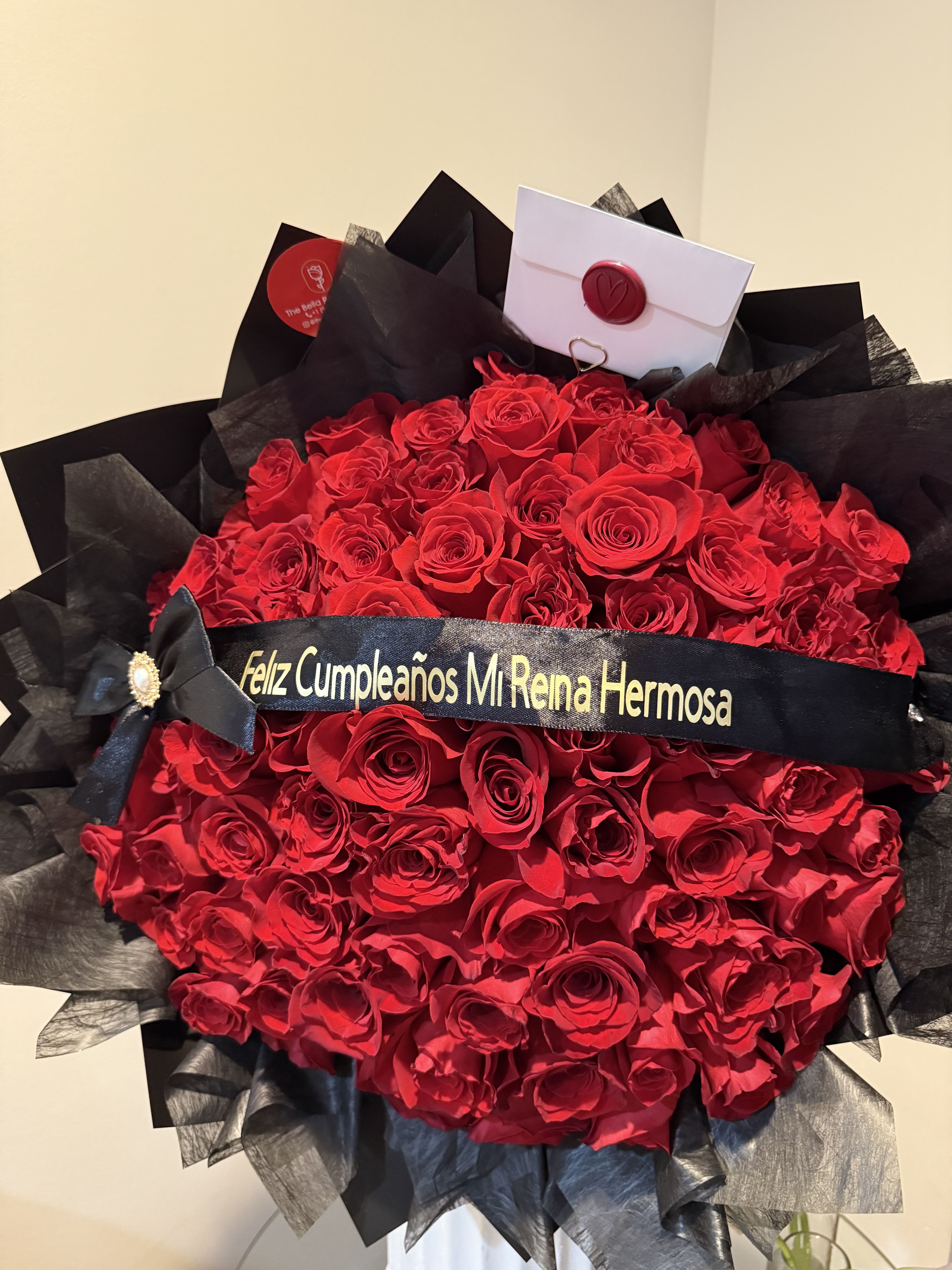 Buchón Ribbon  - Red Roses 