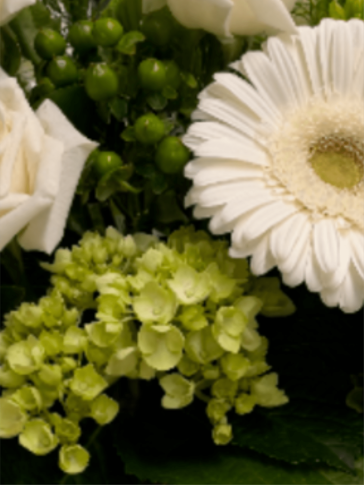 Purity Designer's Choice - This lovely piece uses whites, greens and soft yellow blooms to create a sweet and peaceful arrangement for any occasion