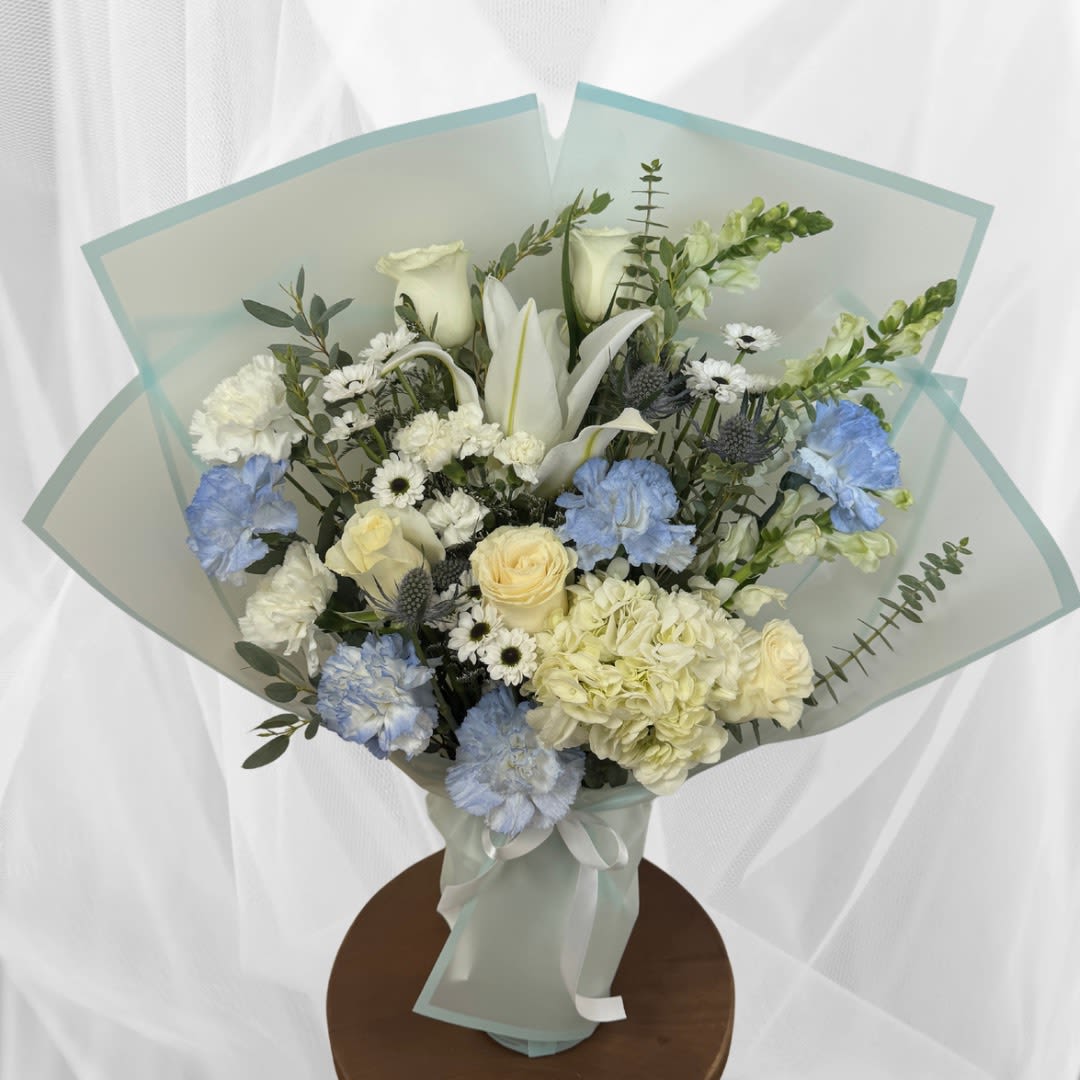 Blue Sky - one faced vase, wrapped
