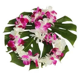 Purple and White Orchid Lei - Beautiful purple and white orchid blossom lei for the special graduation cermemony