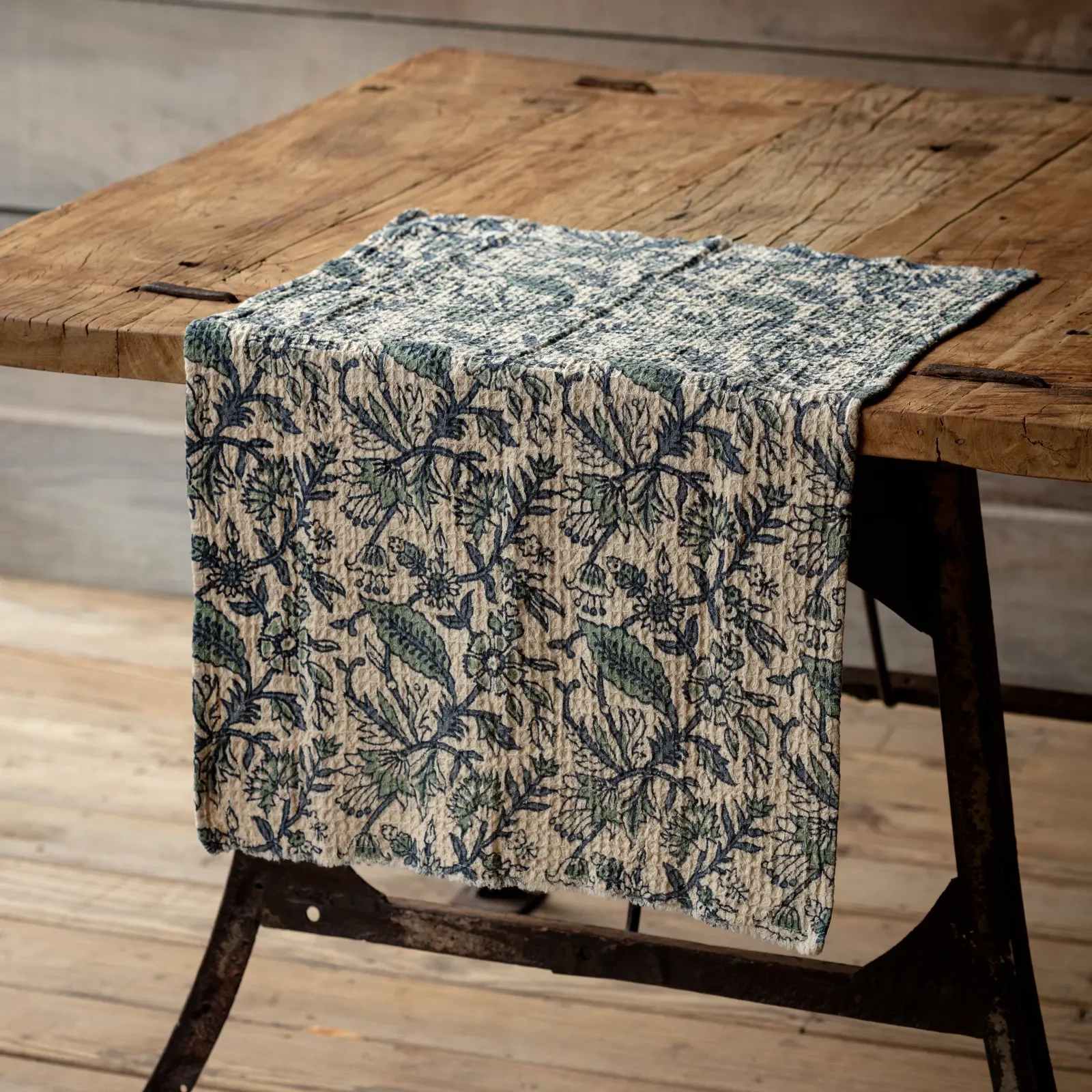 Cornflower Botanical Print Cotton Dish Towel - Size: Length 20" Width 27"