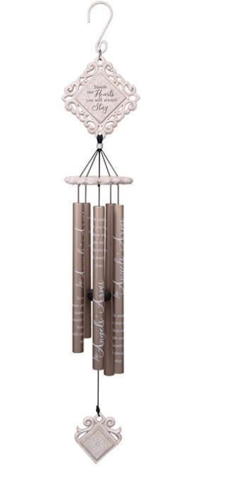 Decorative hanging wind chime with engraved plaques