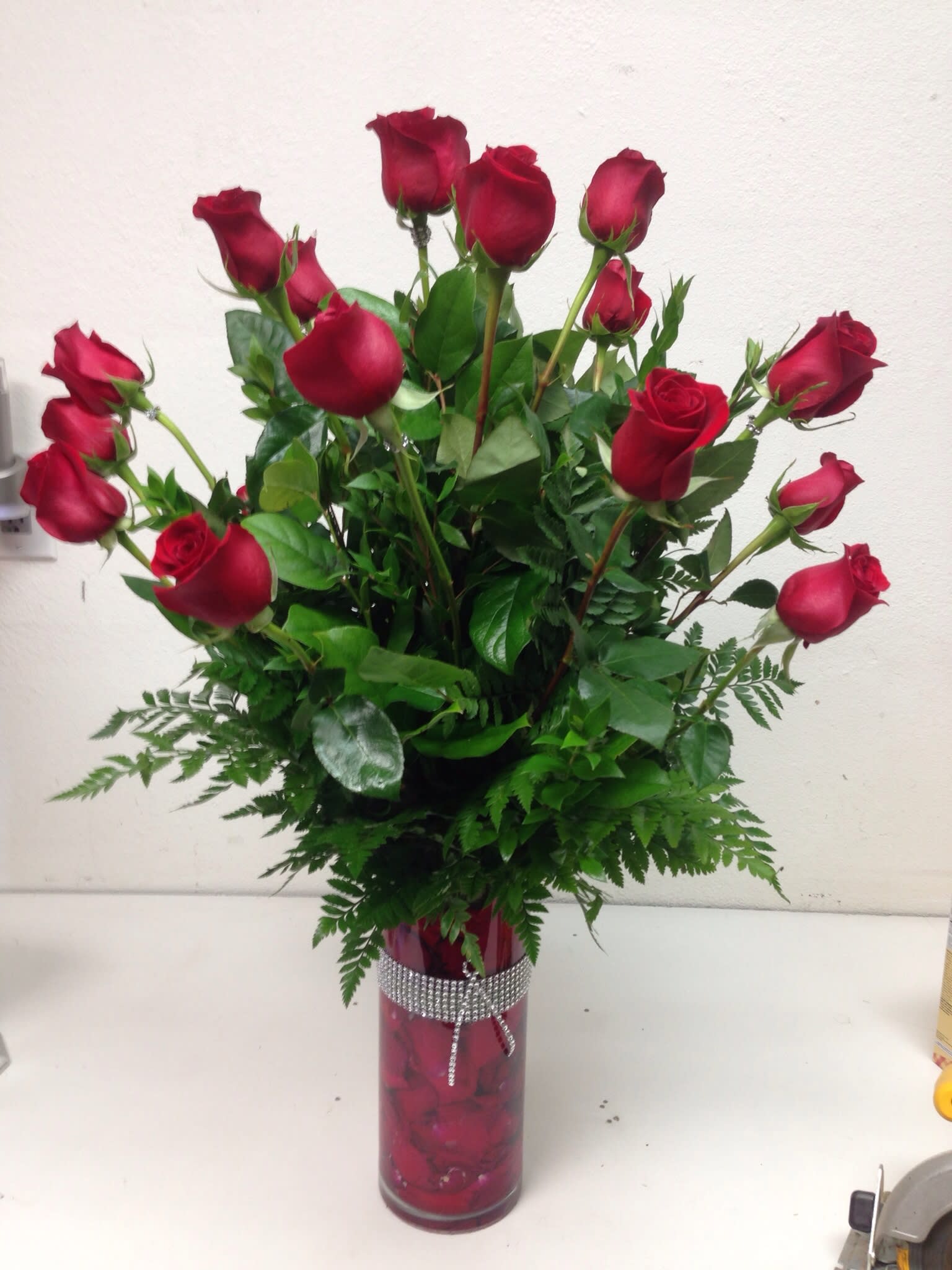 18 red long stem roses  - 18 long stem roses