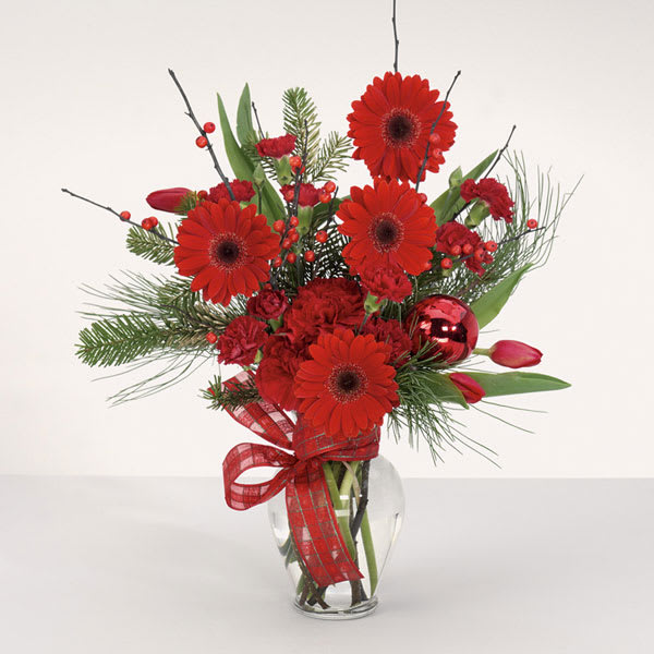 Holiday Wishes Bouquet - Send it to someone special in your life who could use a little bit of the Christmas spirit. Also Available With Roses