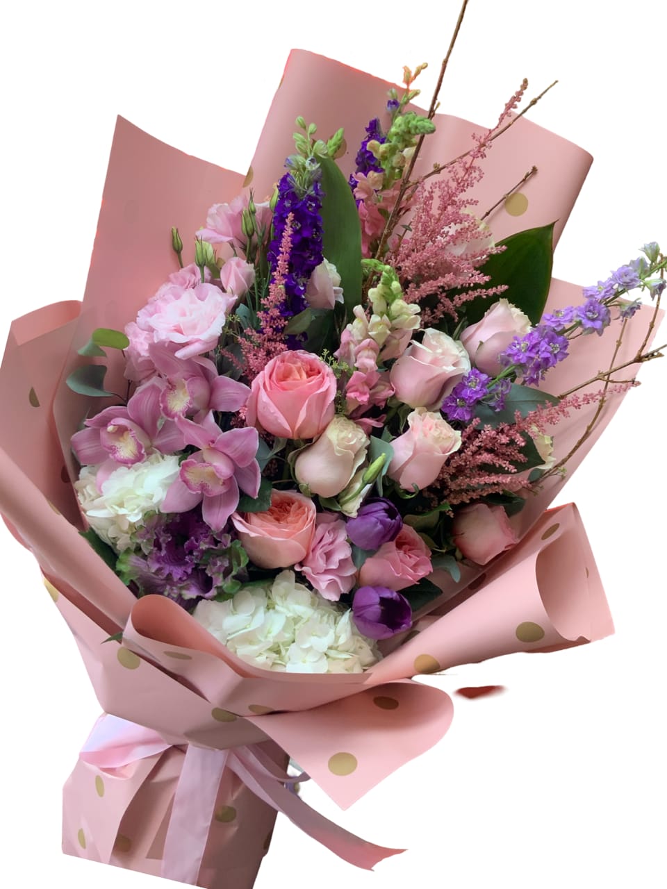 Designer choice bouquet - This will be a custom bouquet designed by our amazing designers. Please provide the colors you like, depending on the season will depend on the flowers. You will also receive a photo before. It is delivered that you must approve.