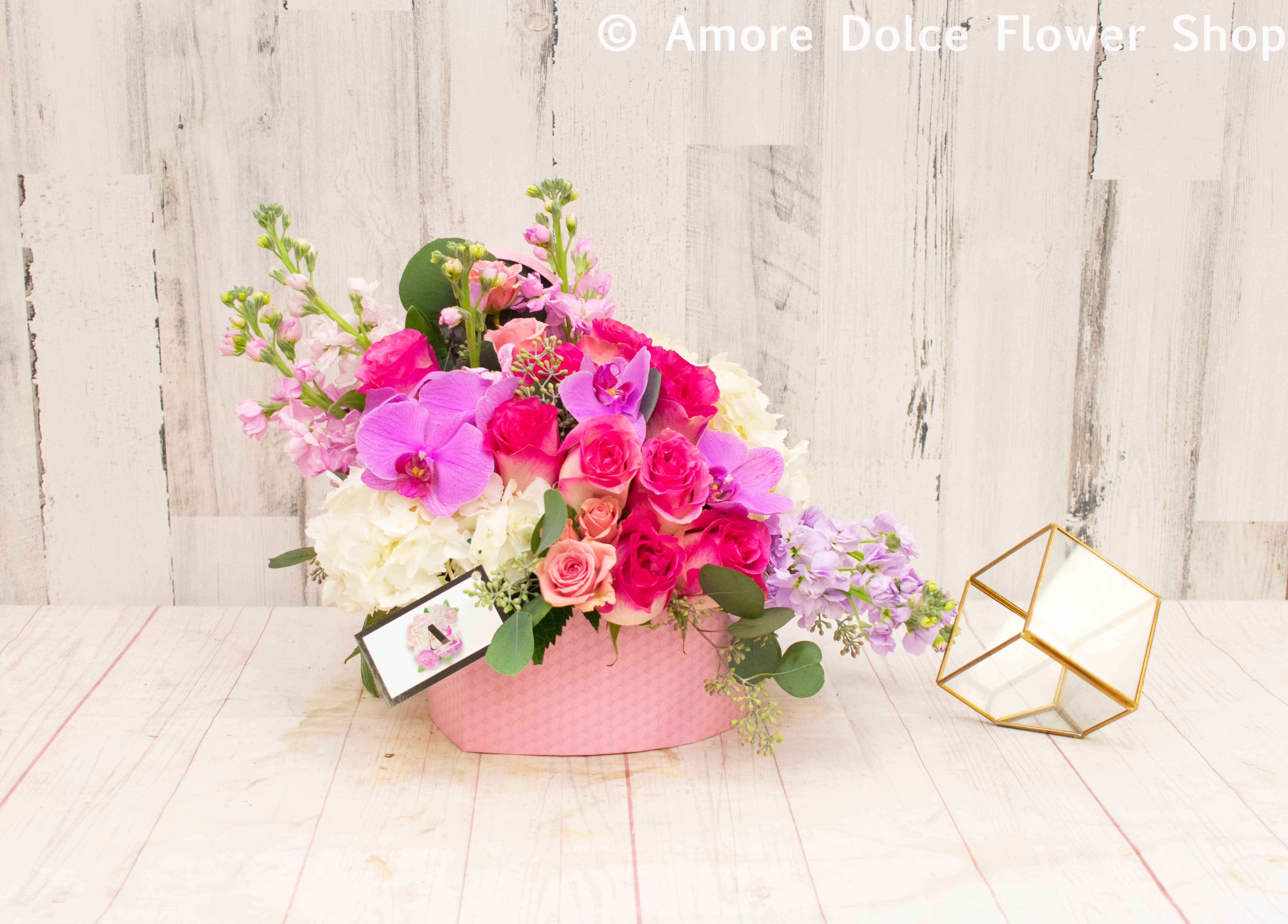 Pink heart box of love  -  A very beautiful arrangement with high-end flowers  in a heart shape box’s 