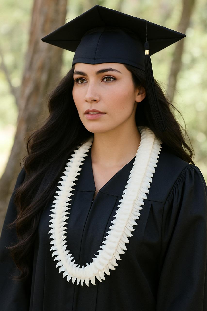 Butterfly Graduation Lei - Celebrate your graduate with something truly unique. Our White Orchid Butterfly Lei stands out from traditional leis with its delicate, butterfly-like orchid petals, giving it a light, airy, and elegant look. Handcrafted with care, this lei is a fresh twist on a timeless tradition—perfect for both men and women. Whether it’s worn over a gown or gifted as a congratulatory gesture, this lei is a beautiful way to mark a major milestone in style.   