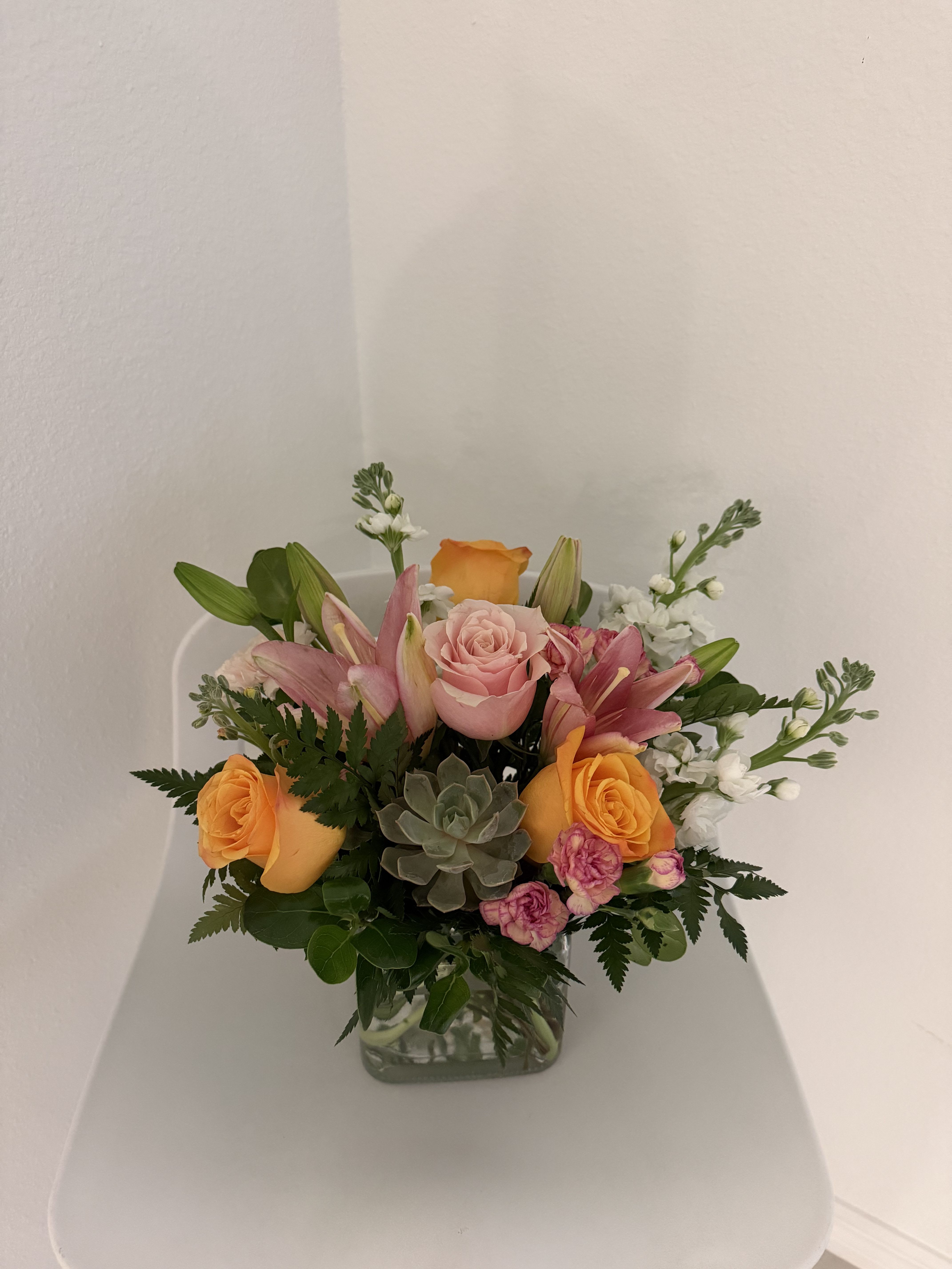 Peach Blush Garden - We can also make the bouquet without the base wrapped