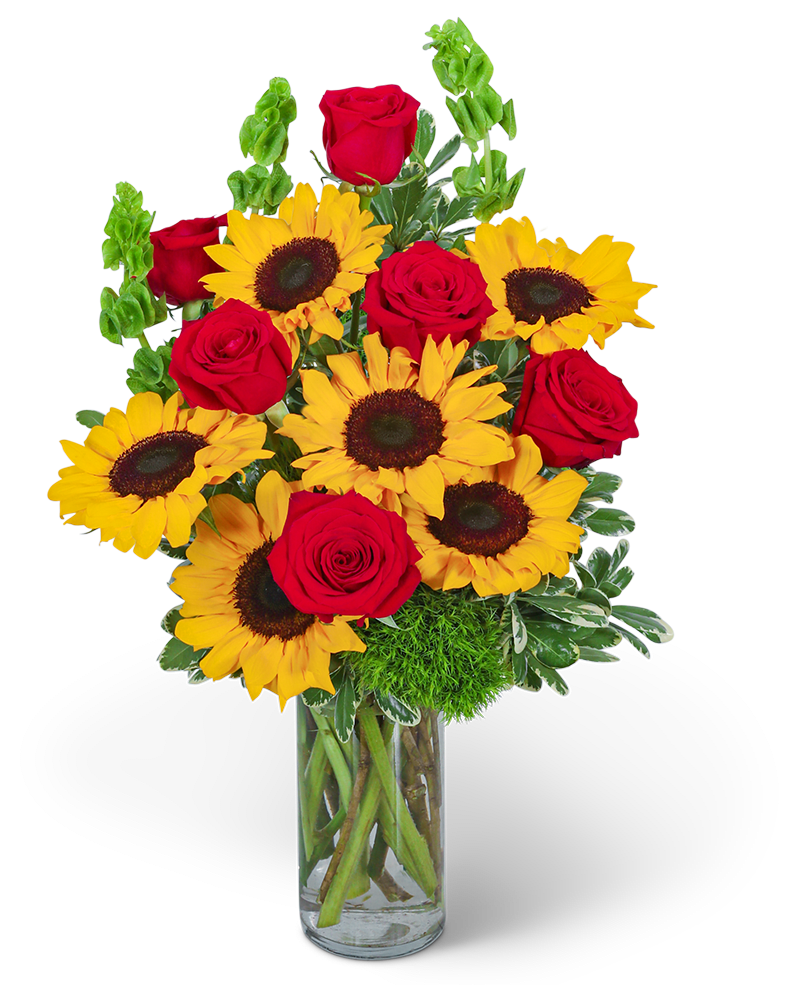 Sunny Love - Sunny Love is a delightful flower design that blends the elegance of roses, the cheerfulness of sunflowers, and an assortment of lush foliage. This captivating arrangement is the perfect gift for any occasion or a delightful addition to brighten your home with a sunny touch. With our local flower delivery services, your heartfelt sentiments will be delivered with care and punctuality.