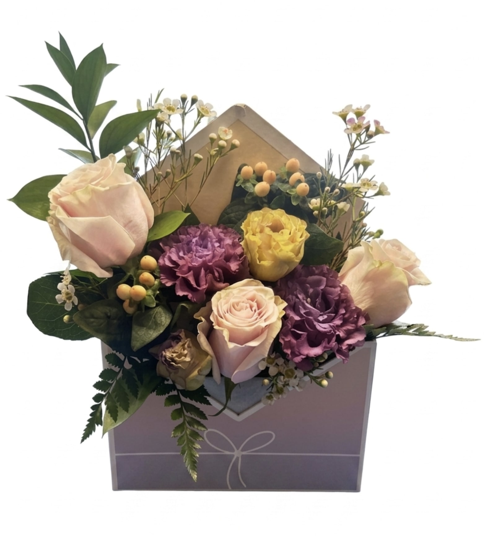Blooming Envelope Designer's Choice - Unique Flower Arrangement in Envelope Box  - Send a heartfelt message with flowers—Blooming Envelope Designer's Choice is a fresh twist on the traditional love letter! This one-of-a-kind floral design comes in a charming envelope-shaped box and is handcrafted by our florists to match your color preference or occasion.  This Designer’s Choice arrangement means no two are exactly alike—each one is beautifully curated using the freshest seasonal blooms available.   A perfect gift for:   Valentine’s Day ‍‍ Mother’s Day  Birthdays  Anniversaries  “Just Because” moments