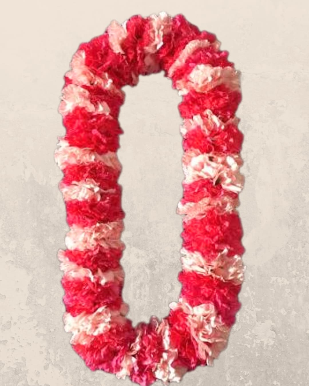 Double Carnation Lei - Our double carnation lei is the perfect gift for a special occasion or graduation. You may choose one or two colors of carnations flowers. Carnations are available in almost any color. The lei requires an advanced orse of 7 business days. 