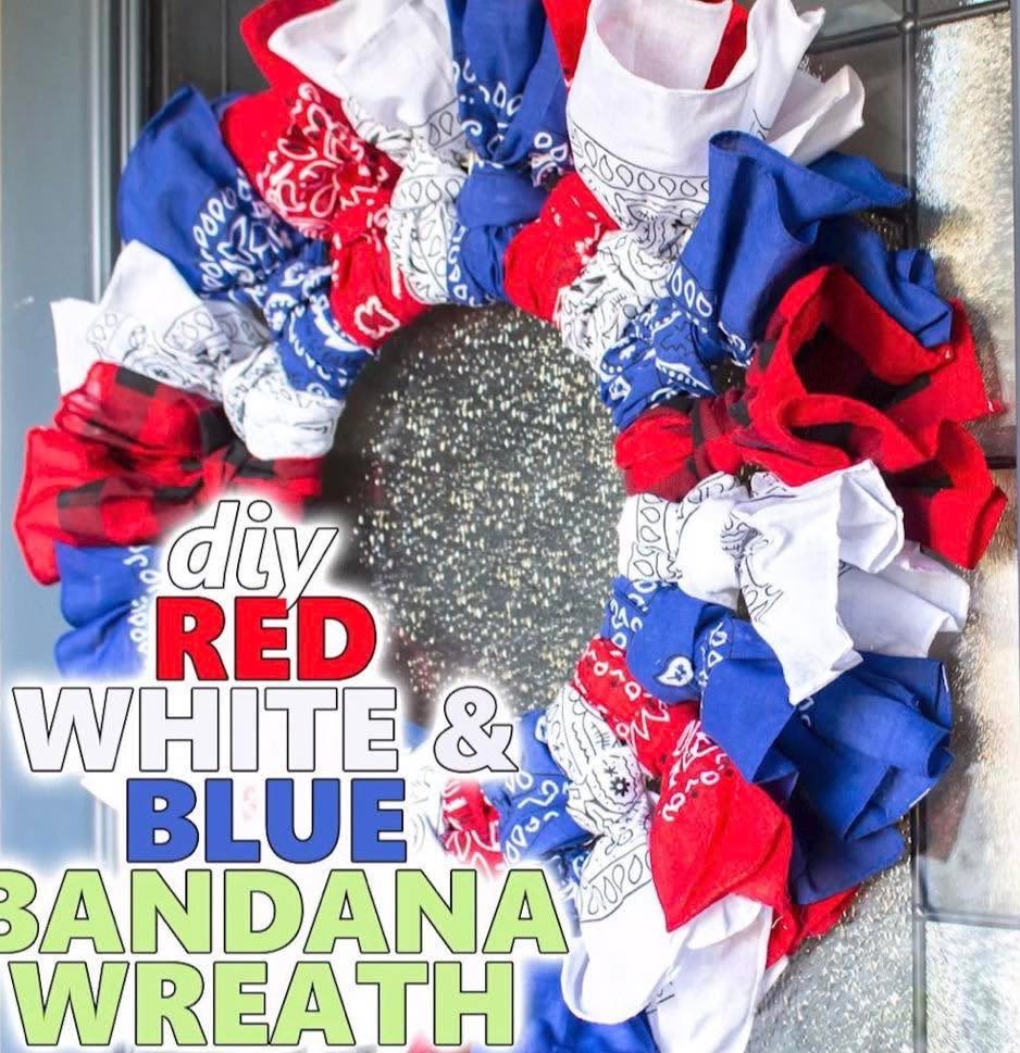 Red, White and Blue Bandanna Wreath Make &amp; Take Class - You will create your very own 14 inch red, white, and blue bandanna wreath, complete with galvanized stars.