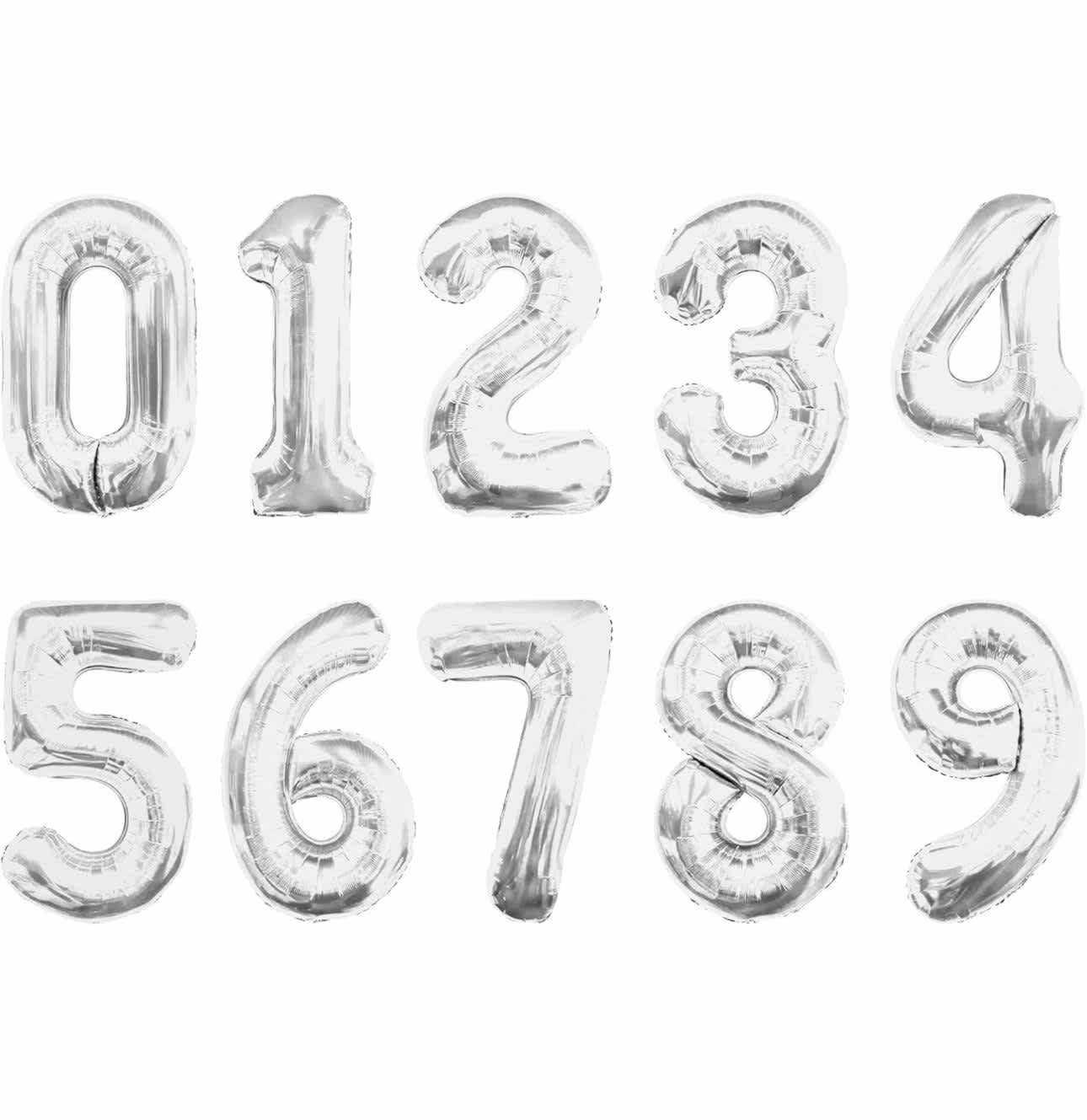 Silver ballons  - ⁦Elevate your celebrations with this 40-inch silver foil helium filled number balloon. Perfect for birthdays, weddings, and holiday parties, this balloon adds a vibrant touch to any event. The package includes the balloon with the string included, but the straw for inflation is included.   all number available prices is per number, on note write the number that you like to get 