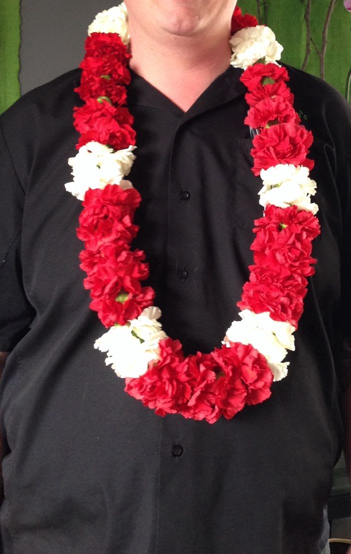 Carnation Lei - Beautiful, thick lei made of Carnations. Color can be changed in special instruction area.