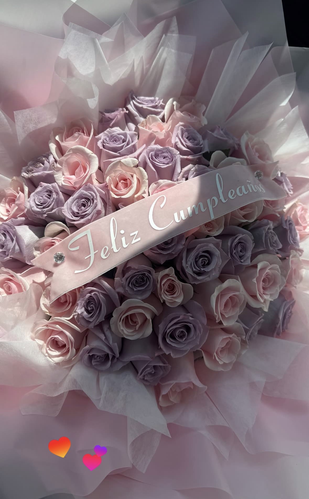 Ramo Buchon - Soft Pastels - Light Pink &amp; Light Purple Roses with a beautiful soft pink wrapper &amp; Ribbon!  Your choice of size bouquet - please select accordingly 