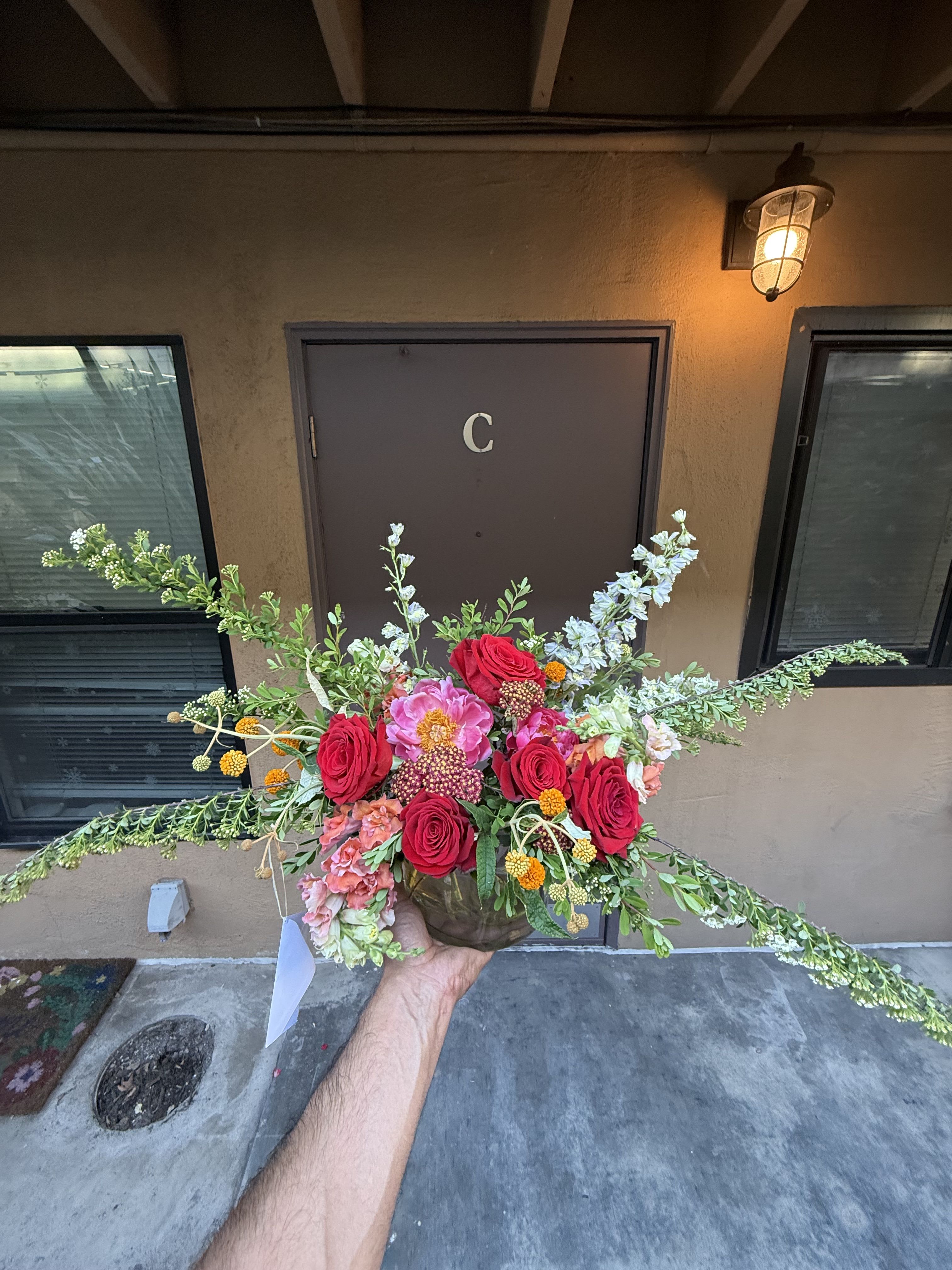 Something sweet - This bouquet is made with love symbol, and also showed the power of now! The peonies are given the bouquet arrangement, a nice and delicate touch. 
