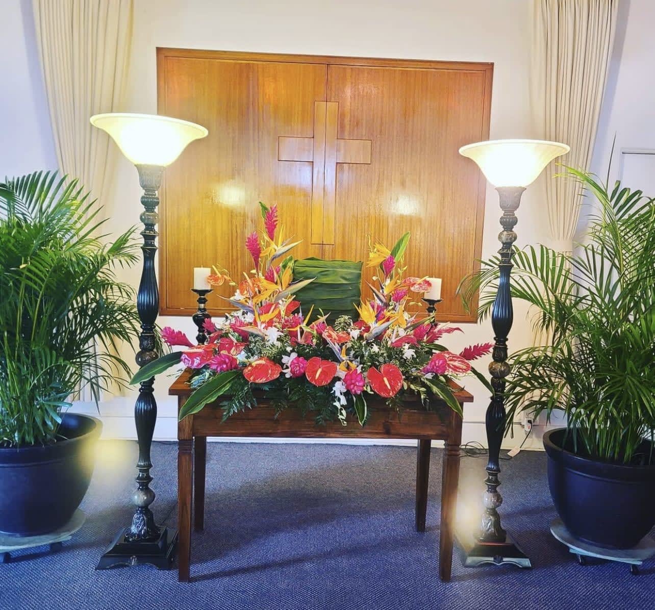 Funeral spray with picture holder - Funeral spray with picture holder this arrangement is specially designed for remembrance of your loved ones and to embrace them with beautiful exotic flowers fresh from our farm exquisitely put together handmade by our team A beautiful mix of exotic blooms 