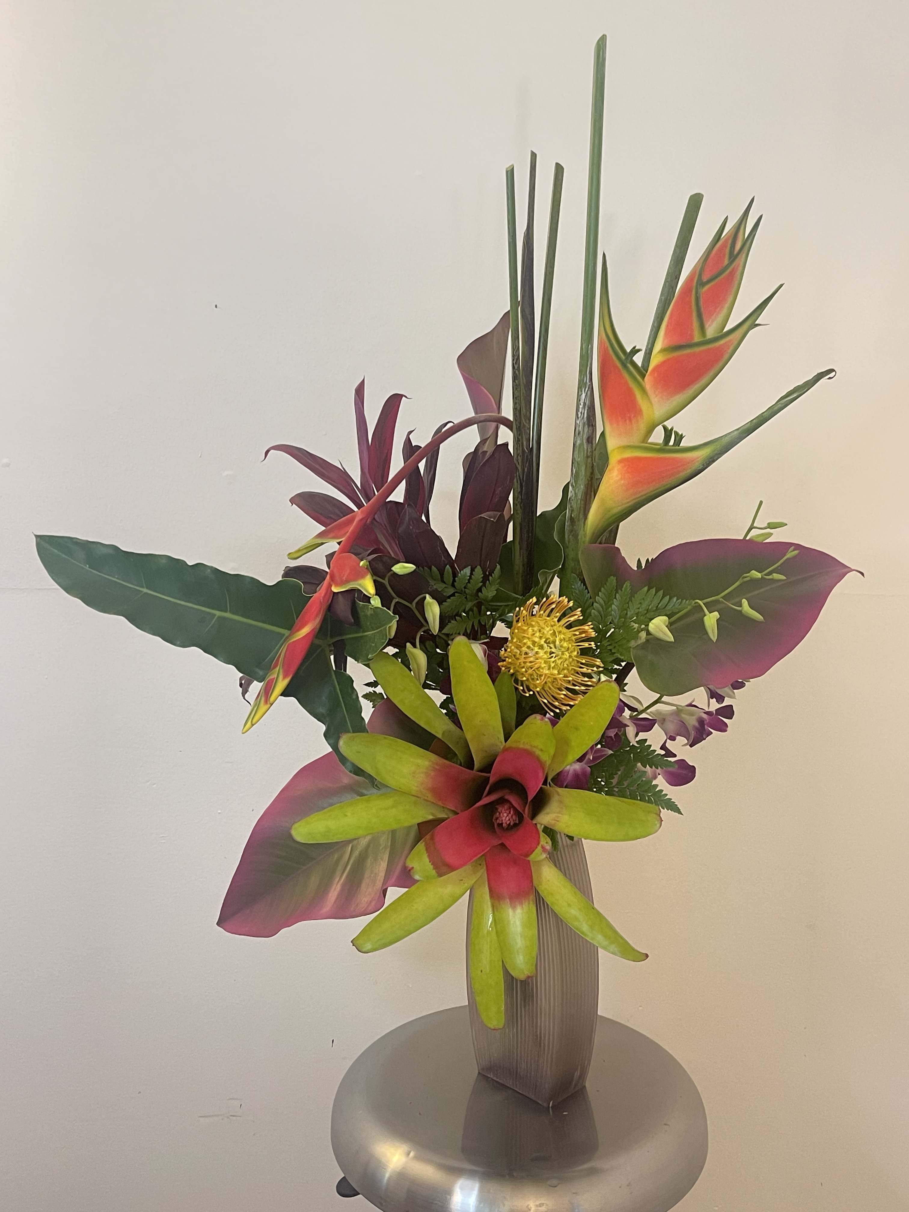 Tall &amp; airy arrangement in a vase  Zen style  - This tropical Zen arrangement will fascinate you with our exotic blooms 