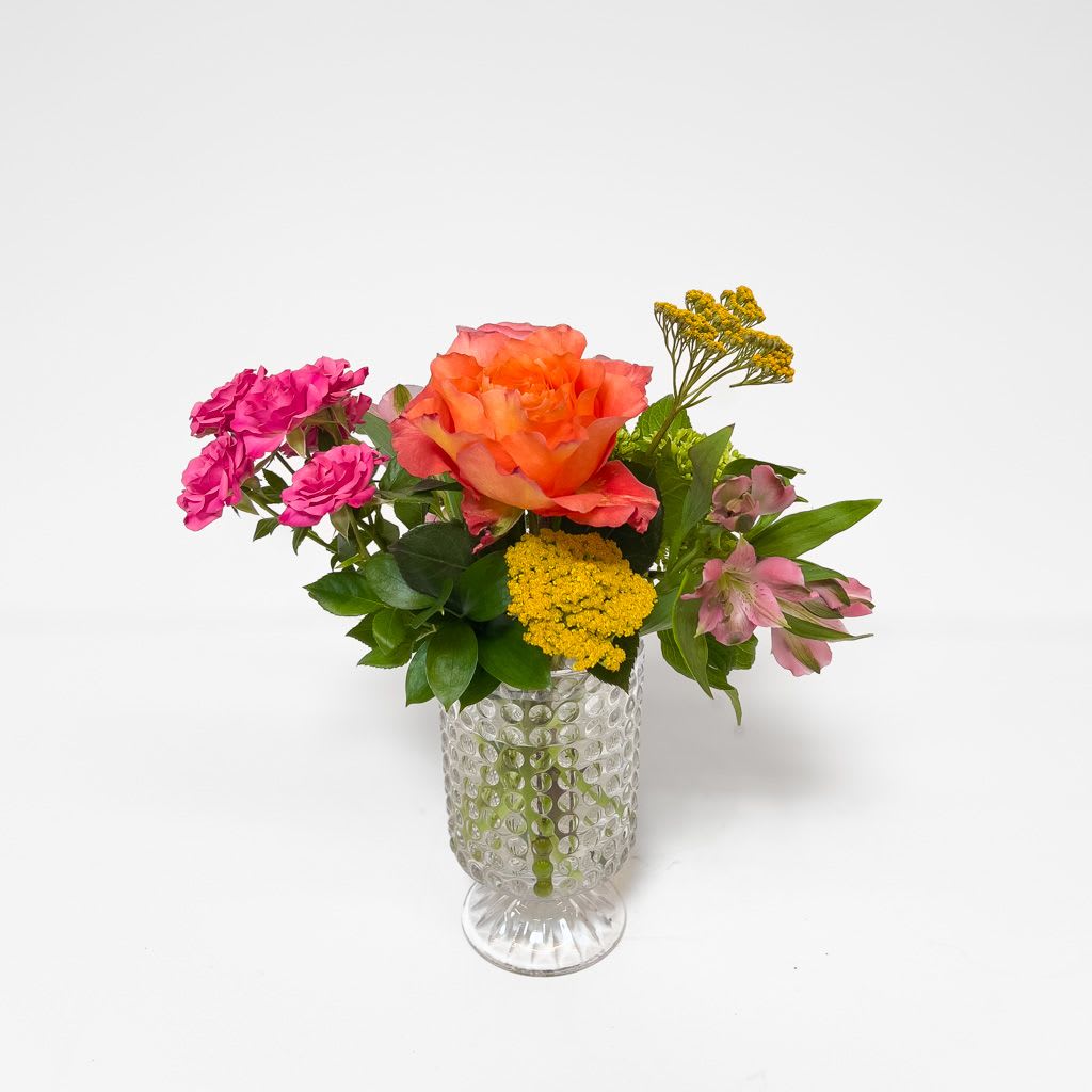 Just Picked - A cheerful mix of seasonal summer blooms in a compact design full of color, texture, and easy charm.