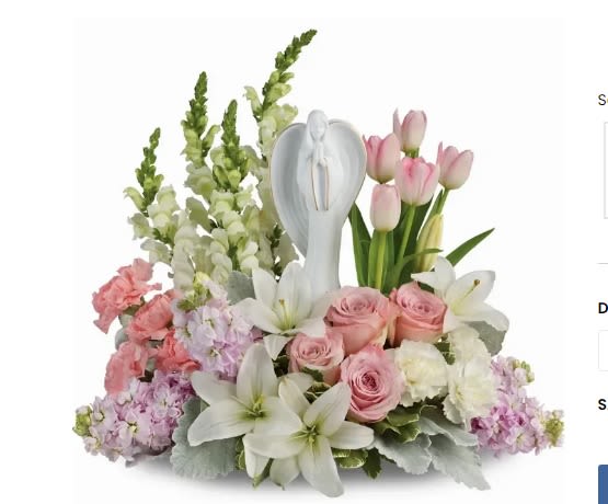 The Angel's Garden - The Angel's Garden features a beautiful keepsake statue of an angel surrounded by lovely flowers.