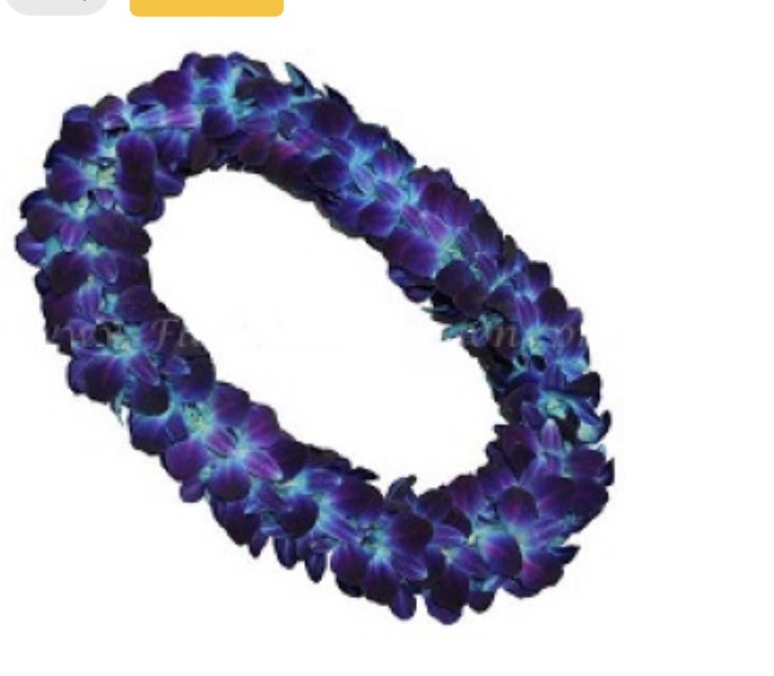 Blue Double Orchid Lei - Blue Double Orchid Lei Blue is dyed, natural flower. 