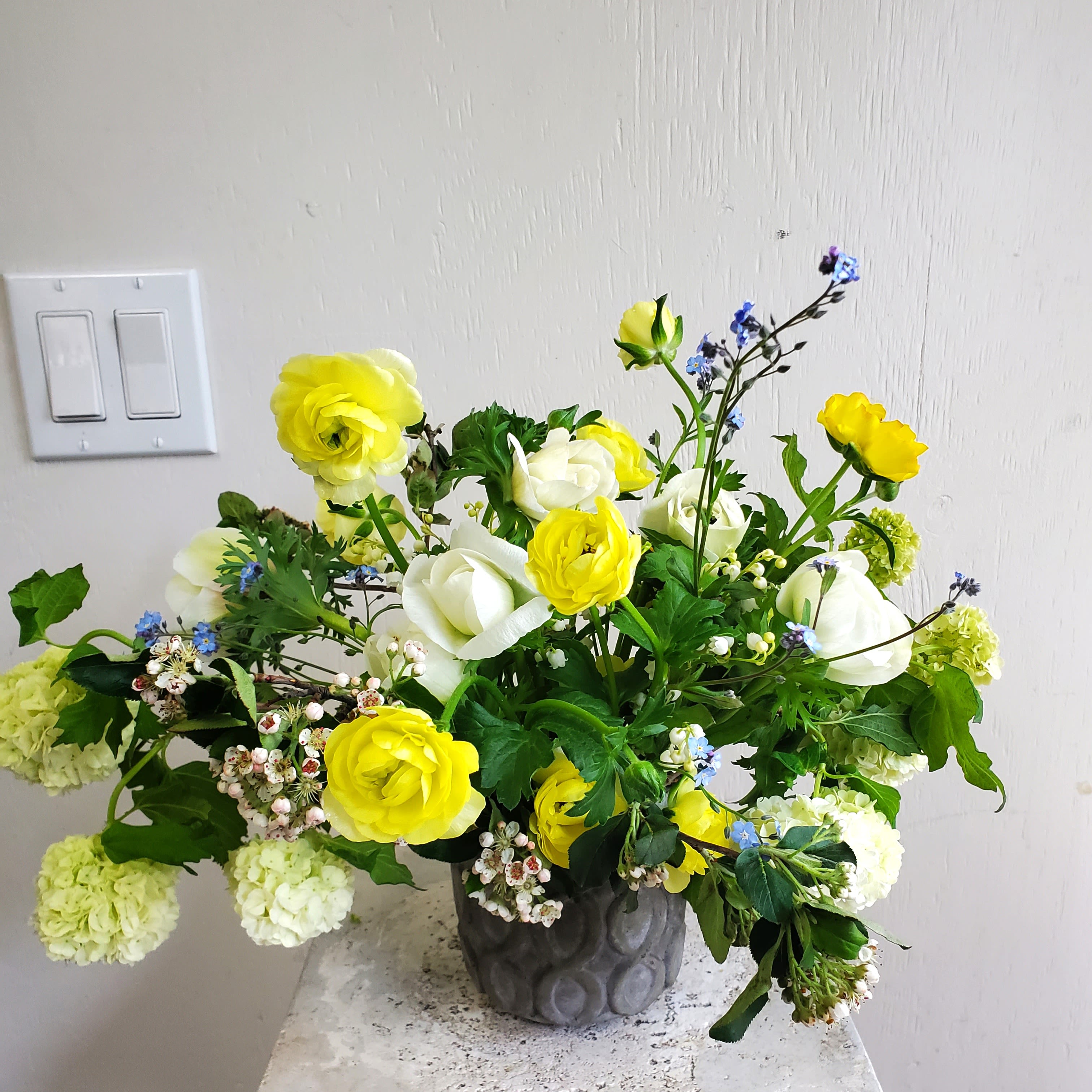 Whimsical Cheer  - We are a small studio florist in a small town. Every bouquet we create is a one-of-a-kind creation, tailored to the season, availability of flowers, color choice, artistic interpretation, and the current materials available. The photos do not represent the exact flowers that will be delivered. They are intended to provide you with an idea of  the variance that can be expected.  The season, availability of flowers,interpretation, and the current materials available.  