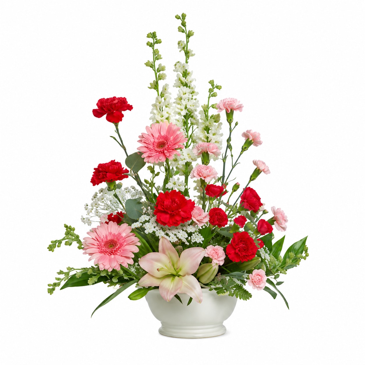 Perfect Petals Flower  -  Pet Friendly? Yes. Roses, carnations, and gerbera daisies are generally safe for cats and dogs.  Always keep bouquets out of reach and away from curious pets just to be safe.   Human Allergy Note : Caution: Gerbera daisies can carry visible pollen.  If someone has sensitivity, keep away from bedding and close facial contact.   Care &amp; Longevity : Trim stems at an angle about 1″ before placing in a clean vase with fresh water. Change the water every 2–3 days and remove fading blooms promptly. Keep away from direct sun, heat sources, and drafts.   Best Occasions &amp; Situations : - Birthday surprise - Mother’s Day appreciation - Congratulations moments - Get Well encouragement - Just Because thinking of you - Anniversary cheer - Thank you gesture   Why Customers Love It : - Bright mix of pink, red, and white makes a cheerful, versatile gift. - Hand-arranged by experienced florists for balanced shape and presentation. - Perfect for many occasions without being overly formal. - Fresh stem selection for long-lasting enjoyment. - Classic blooms with broad appeal that suit many tastes.
