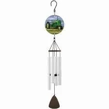 Tractor Windchime - The 27" Picture Perfect Chimes feature a header of a Green Tractor. All aluminum construction with an adjustable striker and strung with industrial cord. 0.75" Diameter tubes. 