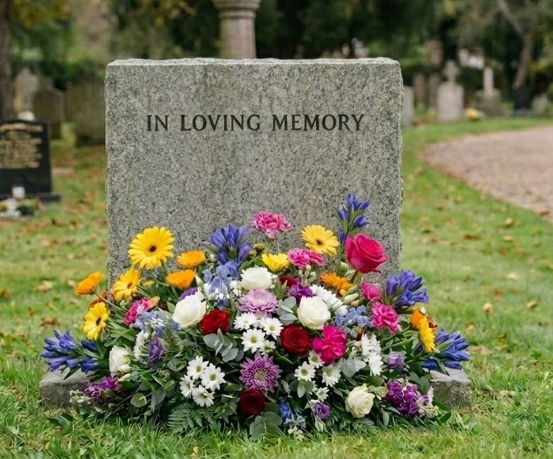 Memorial Day Grave Spray, Colorful - Designer's Choice, Colorful Mixed Grave Spray to sit on the ground in front of your loved ones space. If there are any special color requests, please note these in the delivery instructions.  PLEASE PROVIDE Space &amp; Lot numbers if available to avoid delays in placement of your flowers. All Memorial Day flowers will be delivered FRIDAY, 5/22 so that your flowers will be present the entirety of the holiday weekend. 