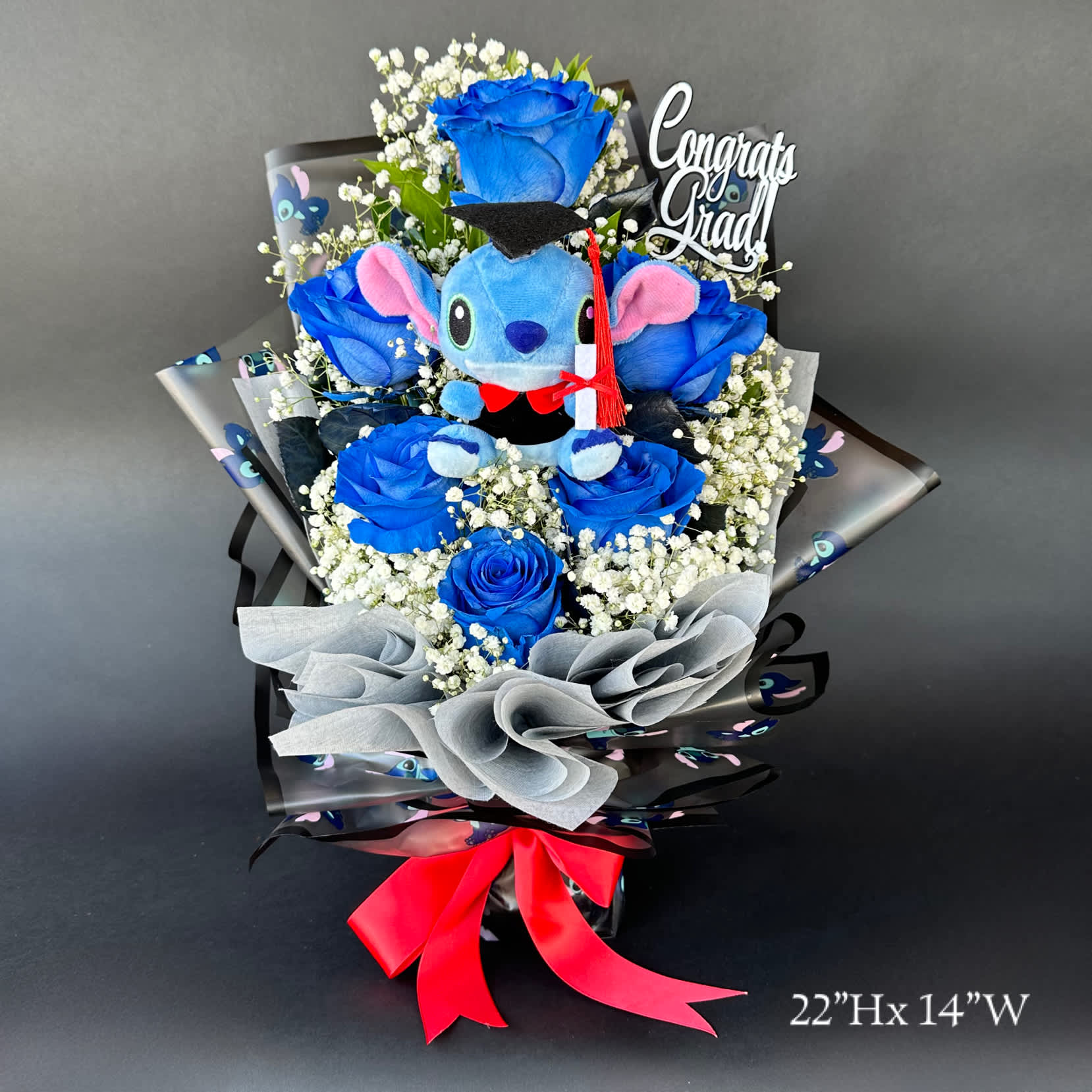 Special Wrap 1/2 Dozen Bouquet - These special wrap half dozen blue roses with baby's breath are very classic and elegant! Perfect for any occasion. Different Colors roses are available upon request. Please be aware we can accommodate to the occasion needed. (Birthday, Get well, Anniversary, Graduation)
