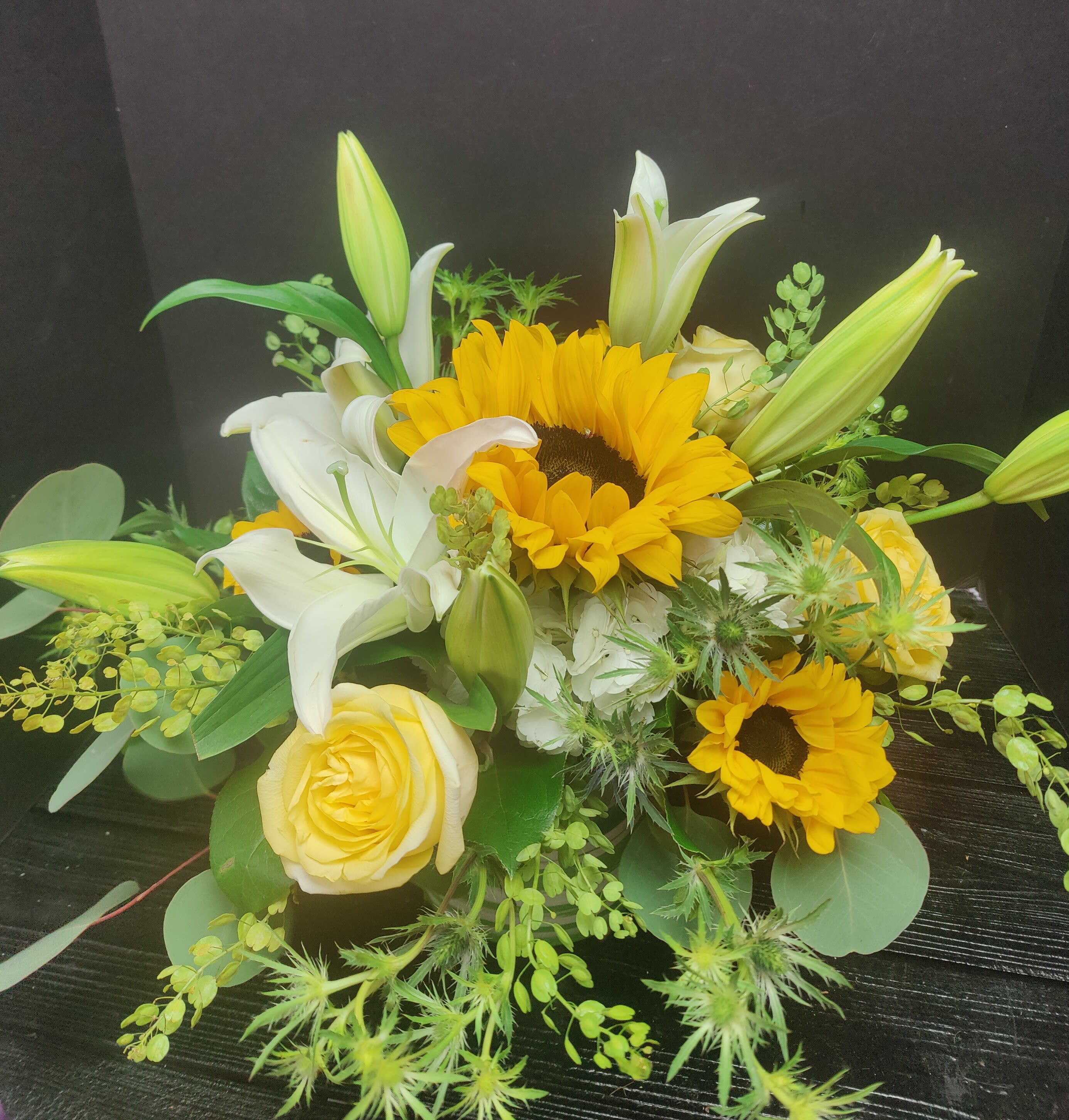 Summer Overload  - Sunny sunflowers and white seasonal flowers bright the sun to any room or gift!