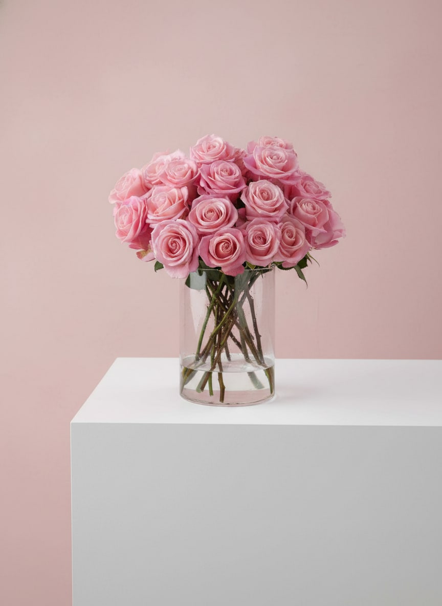 Above and Beyond - 100 - 200 premium roses in red or pink. Long stems (80–100 cm) for a full, classic look. Simple, elegant, and perfect for any occasion.
