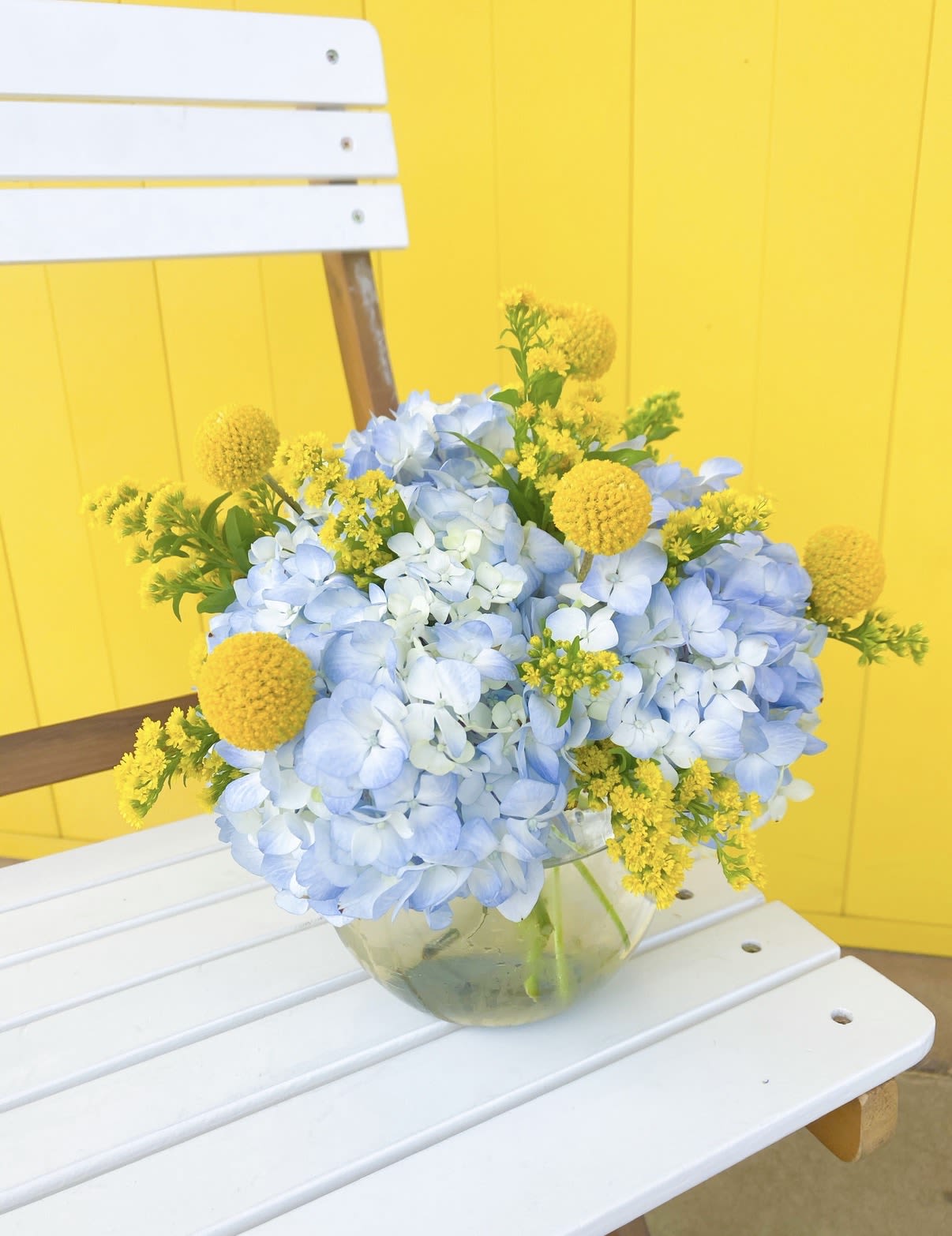 Summer Hydrangea Arrangement  - Hydrangea arrangement in beautiful summer colors! Colors may vary depending on availability. 