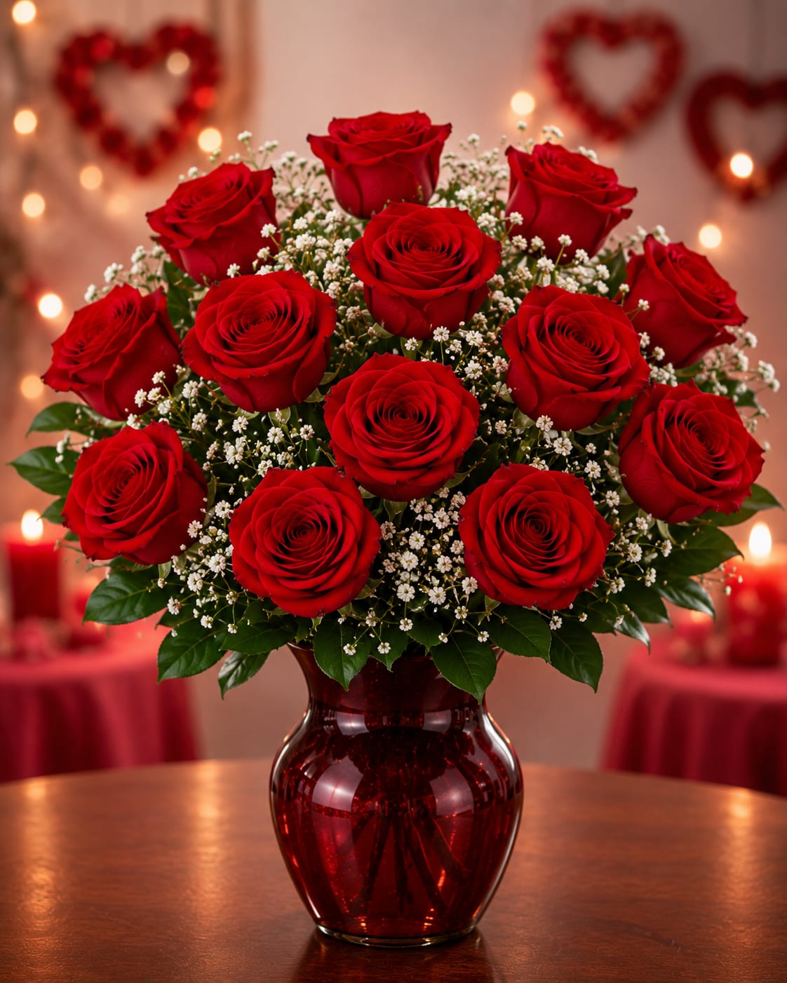 Endless Love - Twelve Reasons I Love You  A timeless arrangement of 12 premium red roses accented with delicate baby’s breath and fresh greenery in a beautiful red vase. Designed to express love, romance, and appreciation, this elegant bouquet is perfect for anniversaries, birthdays, Valentine’s Day, or any heartfelt occasion. Flower shades and vase style may vary slightly based on availability while maintaining the overall beauty and value of the arrangement.  ⸻  Endless Love Bouquet  Sweep them off their feet with 25 luxurious red roses beautifully arranged with soft baby’s breath and lush greenery in an elegant red vase. This full and romantic design creates a stunning statement for anniversaries, Valentine’s Day, celebrations, or unforgettable surprises. Flower shades and container style may vary slightly depending on seasonal and supplier availability while preserving the arrangement’s rich and romantic look.