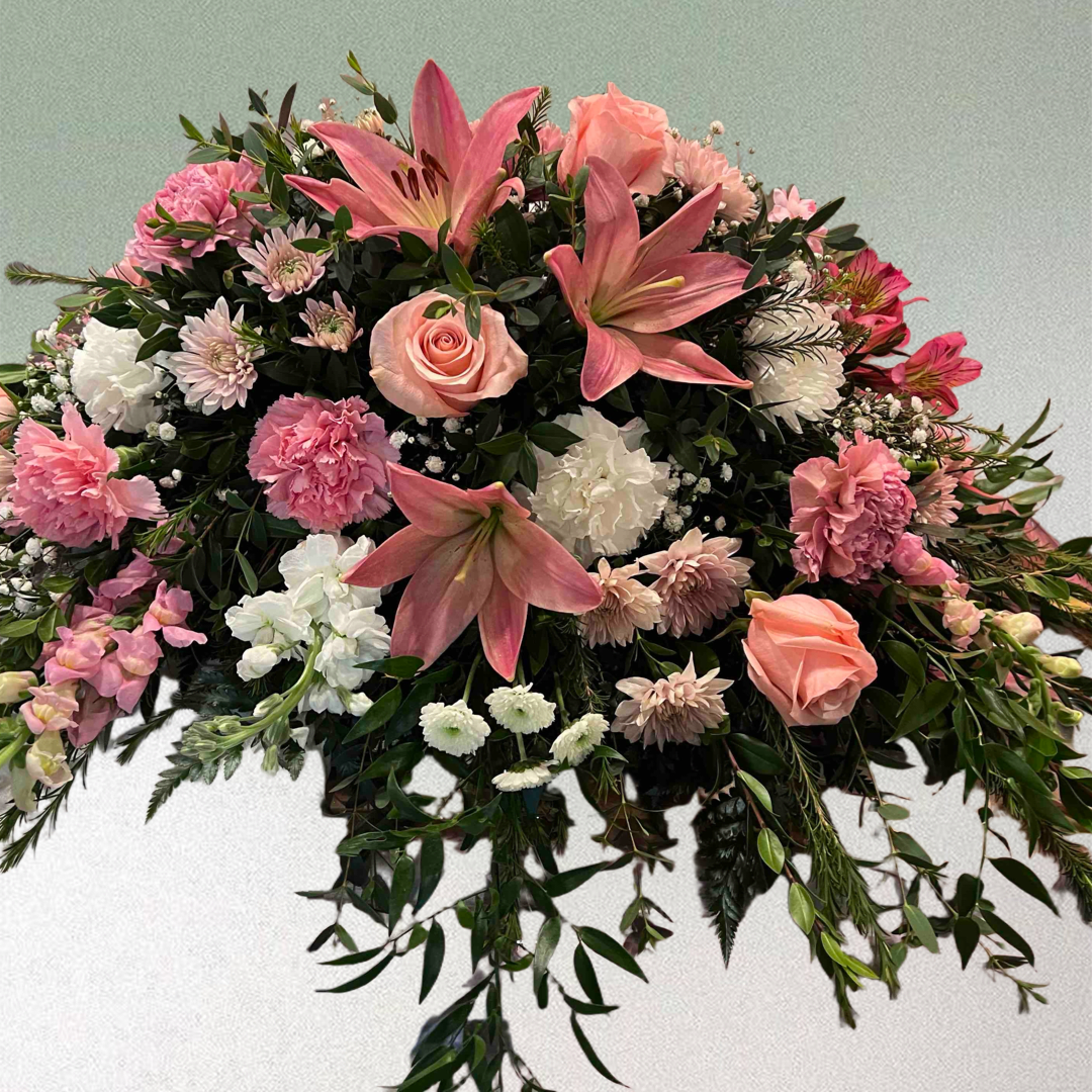 Pink Sincerity Casket Spray - Arrangement will be approximately as pictured.