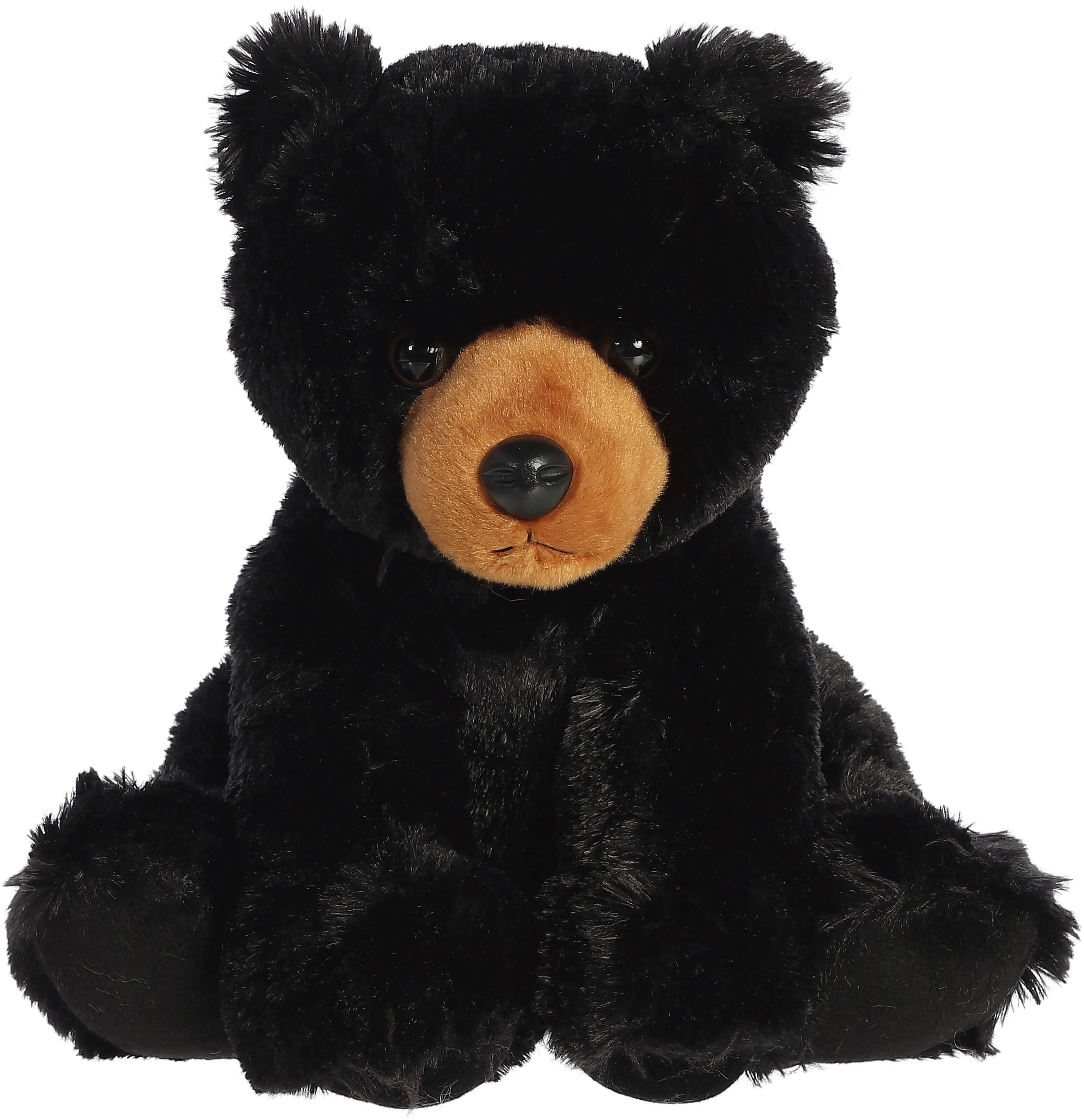 Black Bear - 14" seated black plush bear with tan muzzle - soft companion toy, gift-ready and quietly classic