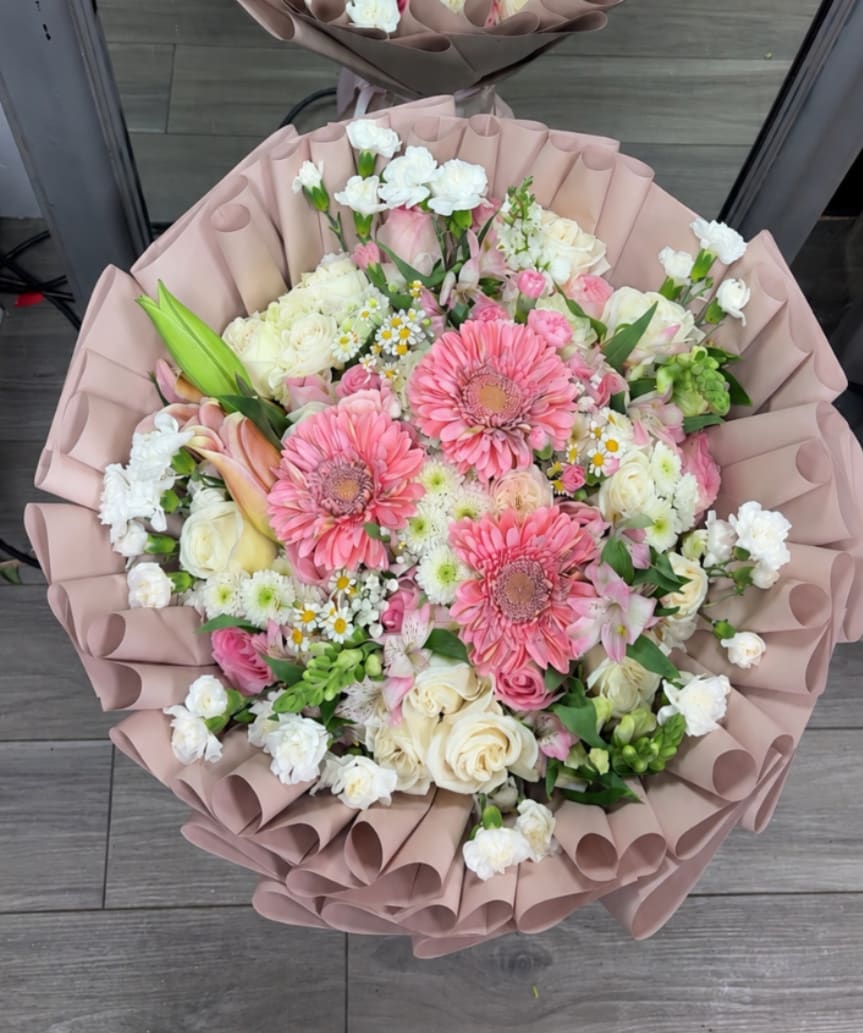 Dusty Rose Bouquet  - Mix bloom bouquet  Pink and white themed 