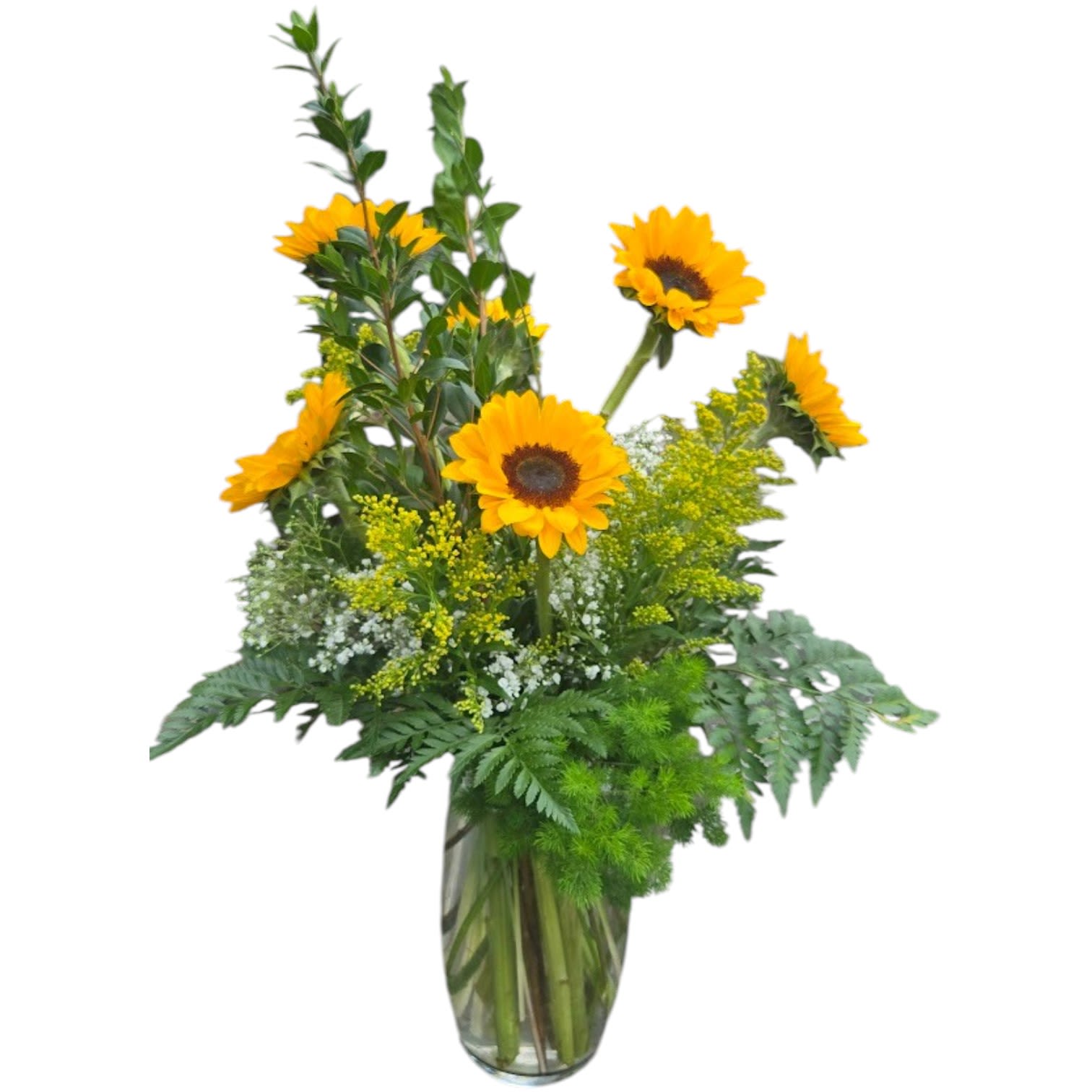 Classical Sunflowers  - Bright yellow sunflowers stand tall in this cheerful flower arrangement, perfect as a birthday bouquet, summer centerpiece, or a sunny thank-you gift. Ideal for everyday gifting or to brighten someone's home after a long week, this arrangement arrives ready-to-display.
