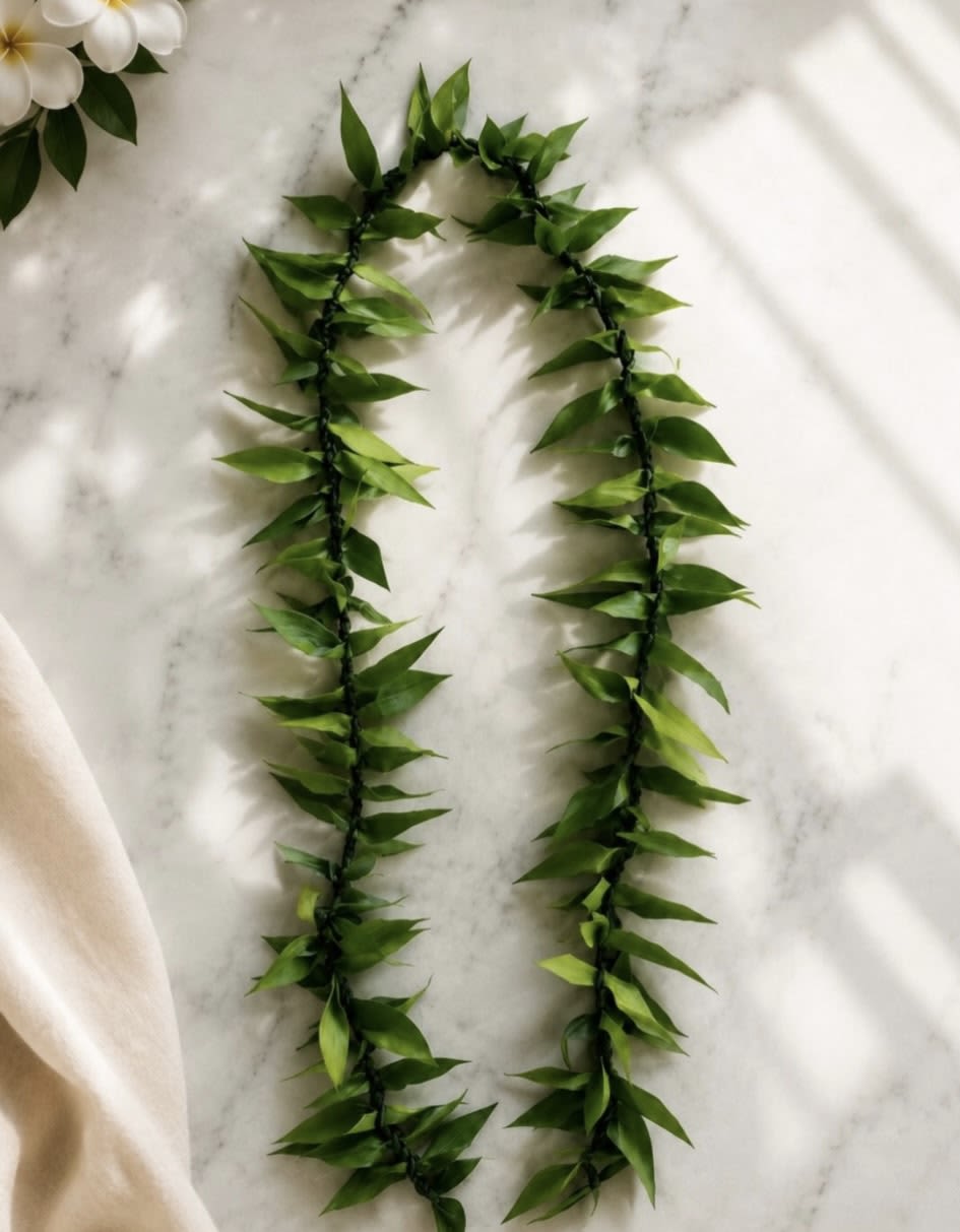 Tea Leaf Lei - Make their celebration more memorable with a tea leaf lei for their big day. *** PLEASE ORDER ONE WEEK IN ADVANCE ***
