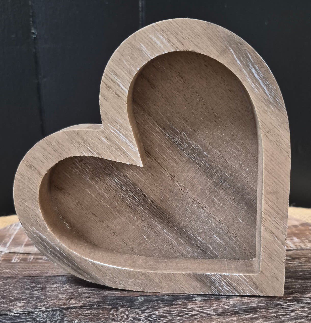 Wood Heart - This multipurpose wooden heart can be used for decor.  Or, it as a jewelry holder or fill it with your favorite candy. Dimensions: 6" x 6"