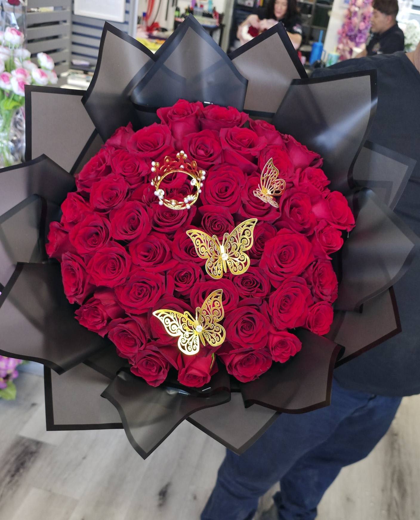 ramo de rosas rojas 50  - hermoso bouqueth de rosas rojas clasico