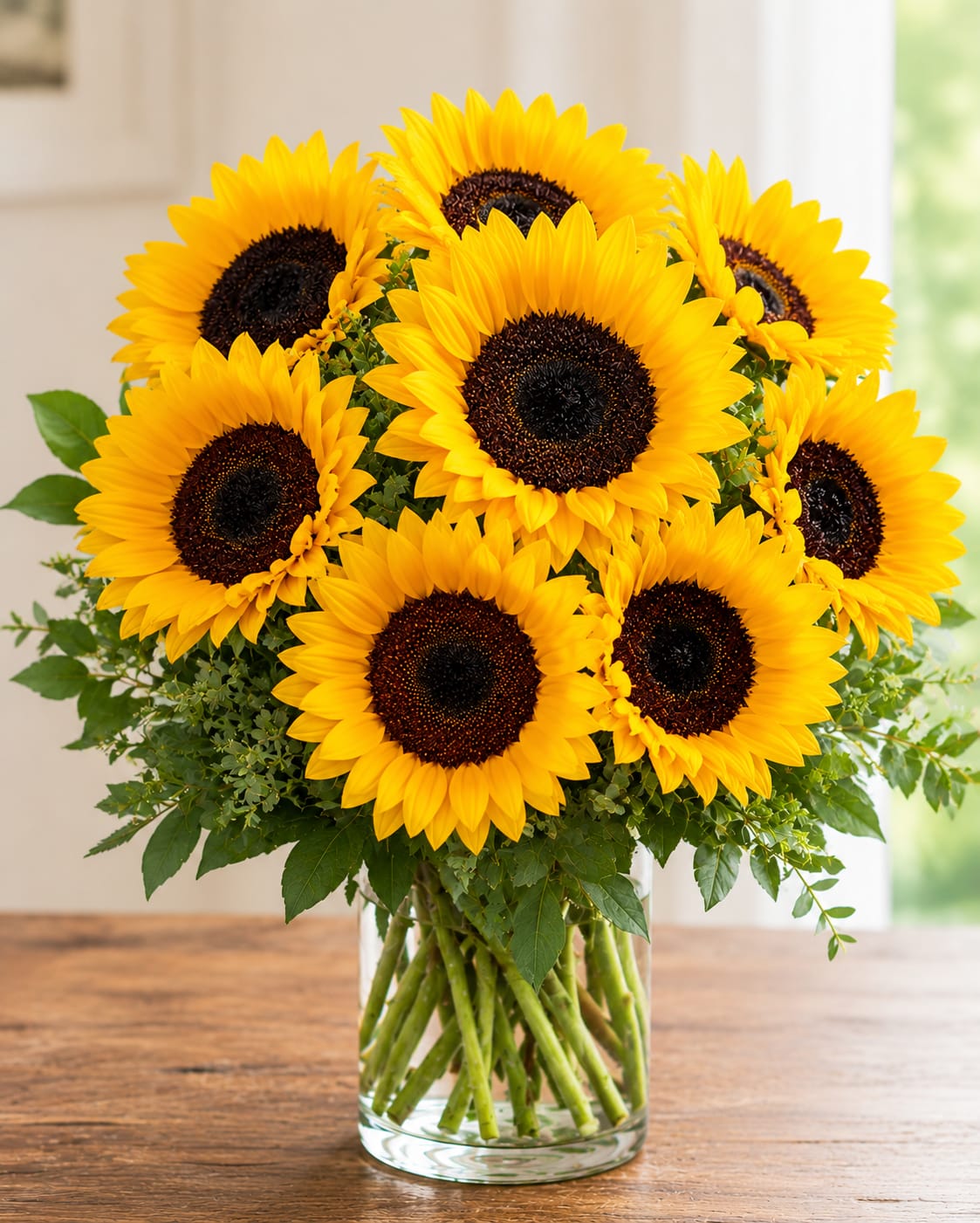 Sunny Days Bouquet - Bursting with golden sunflowers and fresh greenery, this cheerful arrangement radiates happiness, warmth, and rustic charm — perfect for brightening any space.