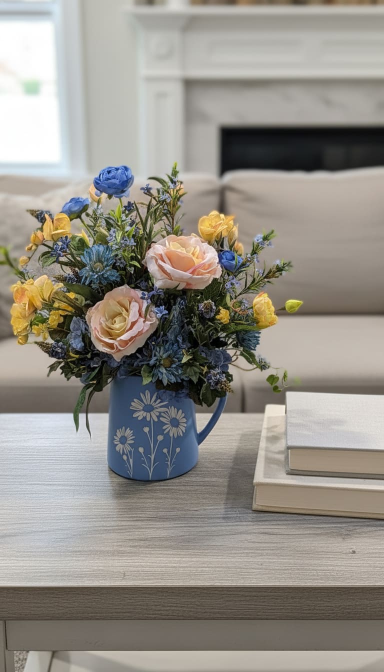 Daisy Bliss Silk Arrangement - This is a silk arrangement, meaning artificial, not real flowers. These flowers cannot be altered.