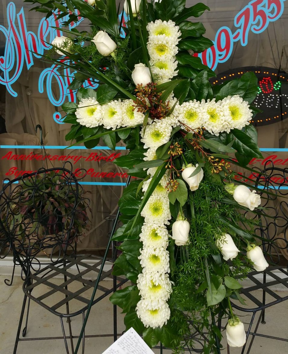 Peaceful Cross Easel - cross of whites