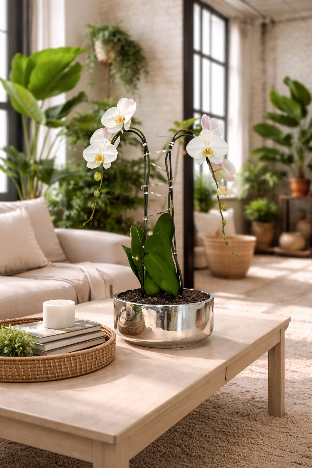 White Phalaenopsis Flower - Orchid Delivery Miami - A luxury Double White Phalaenopsis orchid designed for gifting. We offer flower delivery, same day flower delivery, orchid delivery, and same day orchid delivery in Miami. Buy orchids online with and fast delivery across Miami. 