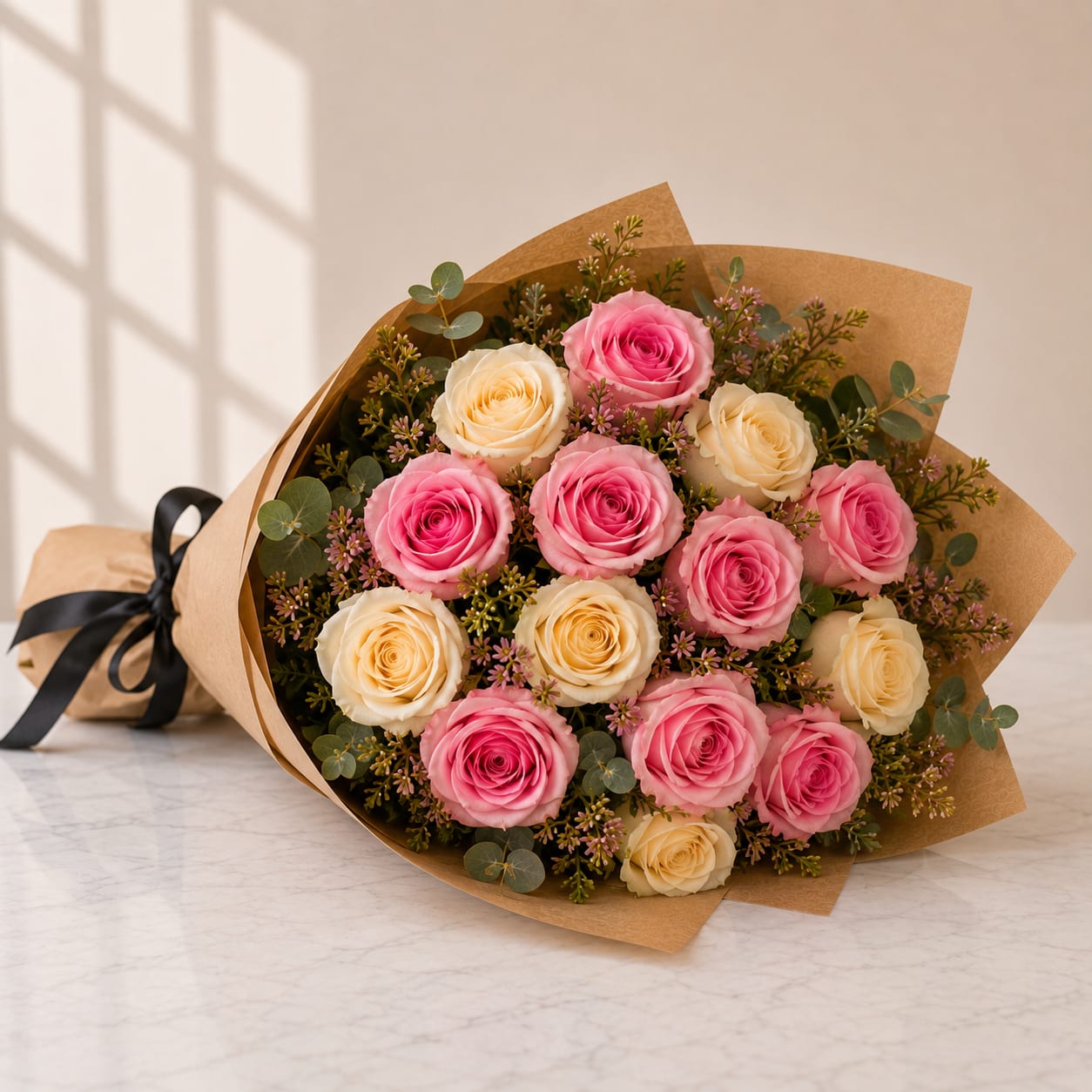 Pinky Promise – Romantic Pink Rose Bouquet (Same-Day Delivery Los Angeles) - Soft, sweet, and full of charm, the Pinky Promise bouquet is a dreamy arrangement designed to make someone smile instantly. Featuring lush pink roses paired with delicate seasonal accents, this bouquet captures the feeling of romance, friendship, and thoughtful gifting all in one elegant design. Perfect for birthdays, anniversaries, congratulations, thank-you gifts, or simply reminding someone you care.  Handcrafted with fresh premium blooms by My Blooming Business, this bouquet offers a modern garden-style look with soft feminine tones that feel luxurious and timeless.  Perfect For: • Celebration Flowers • Romantic Gifts • Anniversary Bouquets • Get Well Flowers • Just Because Flowers • Pink Rose Lovers • Friendship Bouquets  Design Details: • Premium pink roses • Fresh seasonal filler flowers and greenery • Hand-wrapped bouquet presentation • Soft romantic color palette • Designed fresh daily by local florists  Available for same-day flower delivery in Los Angeles, including Glendale, Pasadena, Burbank, Eagle Rock, Los Feliz, and surrounding areas.