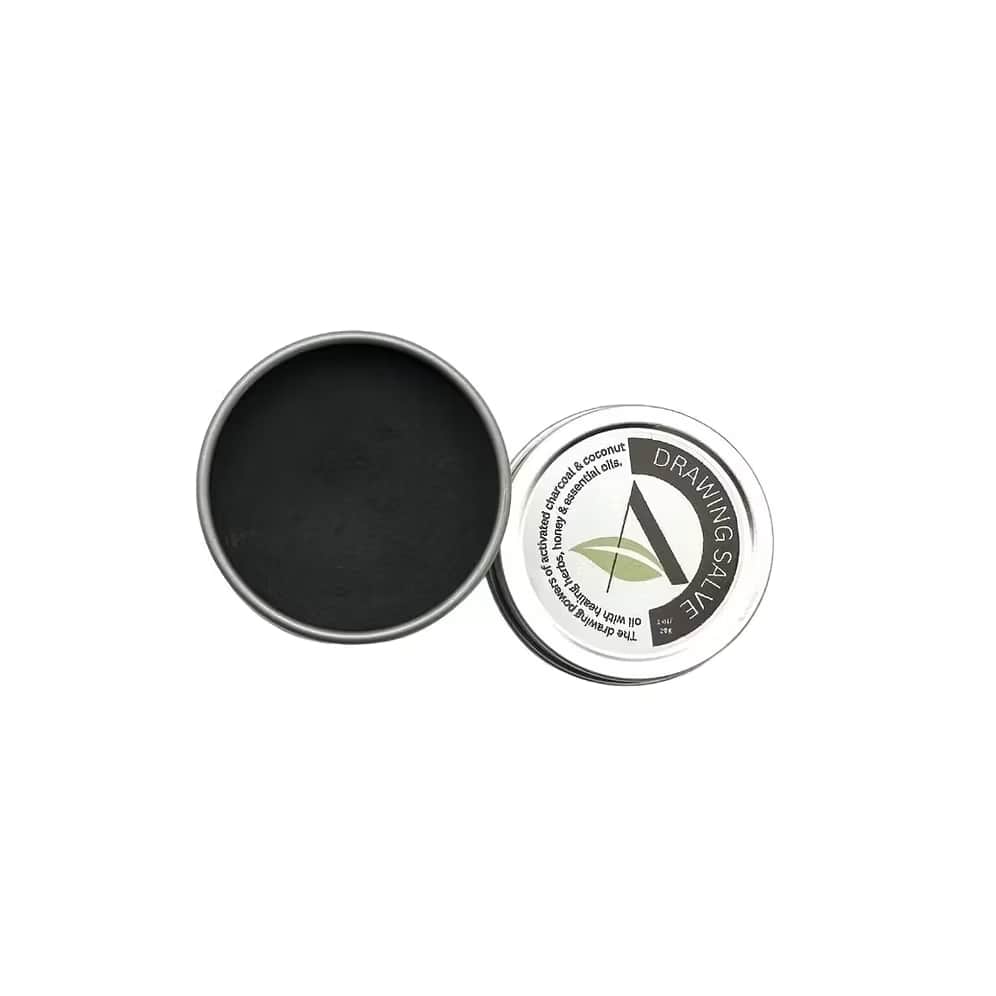 Drawing Salve - Our black drawing salve was crafted to serve as many purposes as possible all at the same time. For pesky splinters that won't come out easily, to bug bites that continue to itch and cause irritation, and even some warts, our drawing salve is what we reach for. A small portion put on the spot, covered by a bandage, and left for a day or two will help draw out what's causing irritation or itch. 